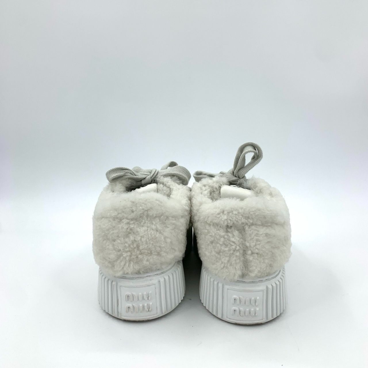 Miu Miu Womens Faux Fur Platform Sneakers With Lace-Up Closure & Rub Size US 6 / IT 36 - 6 Thumbnail