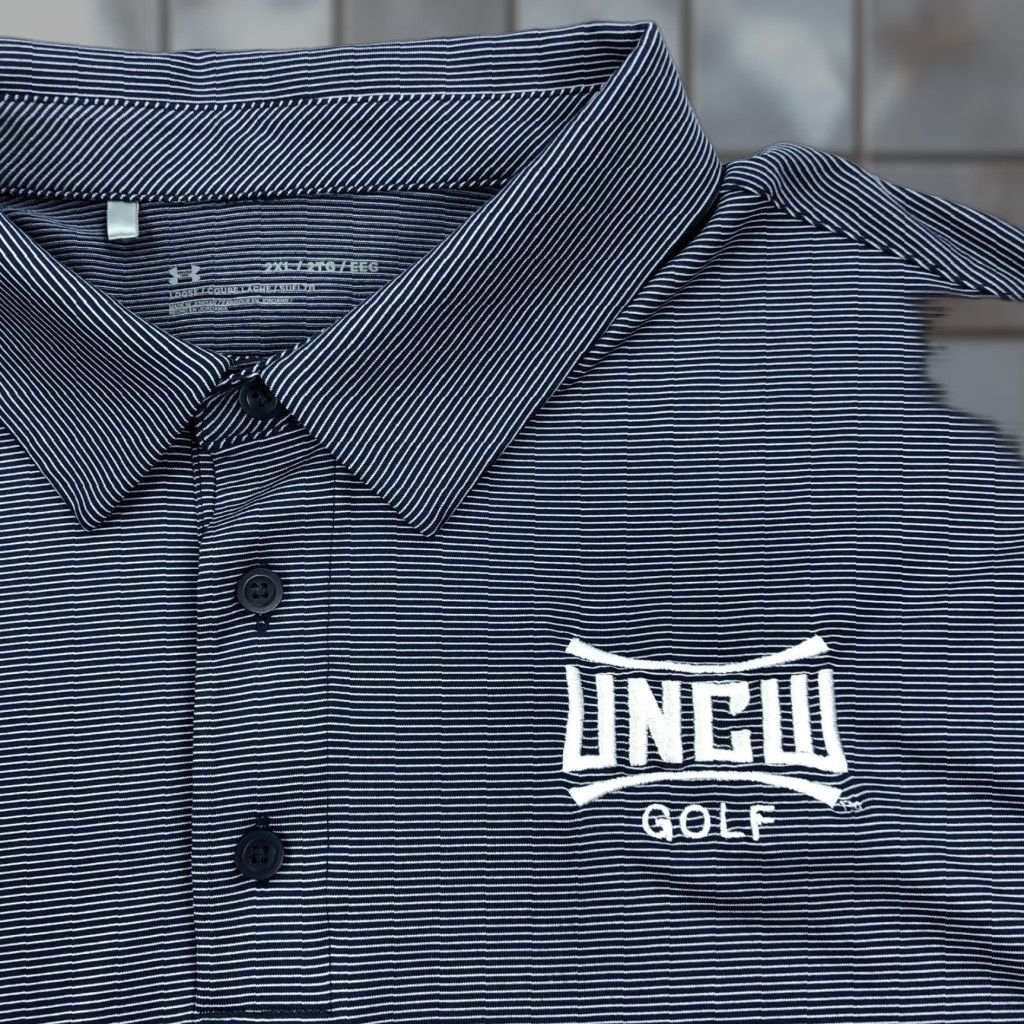 Under Armour Under Armour Golf Polo Shirt Men's 2XL Blue White Striped Performance Loose Size US XXL / EU 58 / 5 - 1 Thumbnail