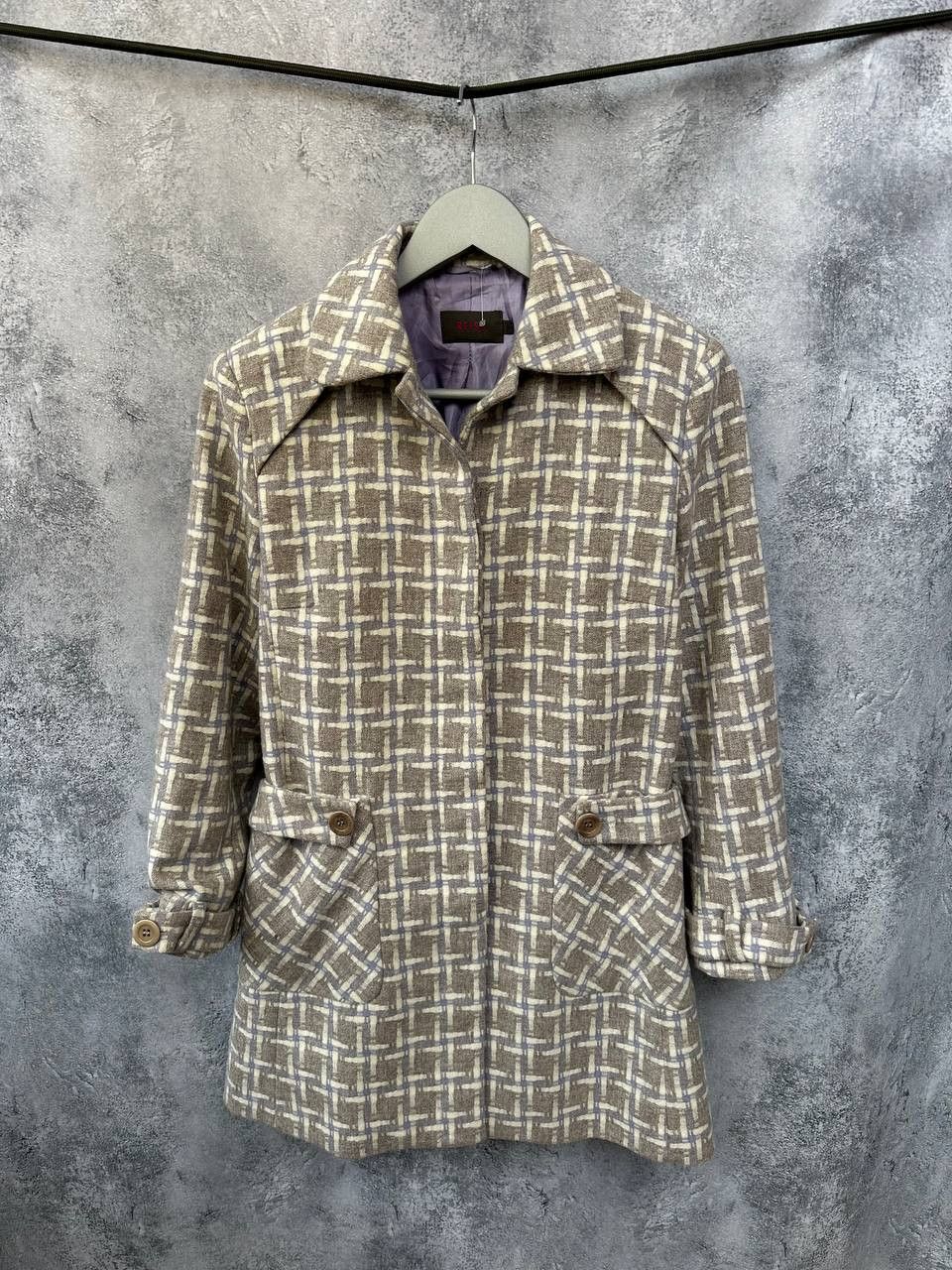 Reiss Reiss Coat 100% Wool Beige & White Geometric Lined Size S / US 4 / IT 40 - 1 Thumbnail