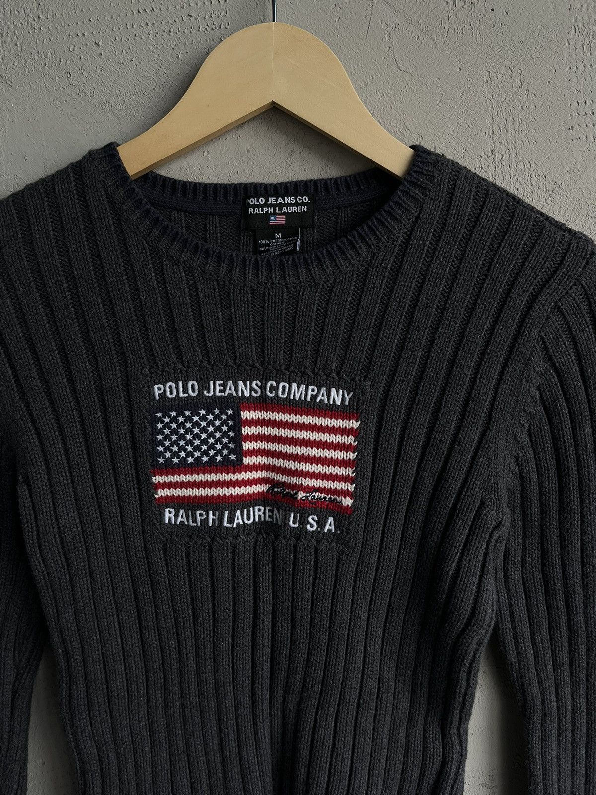 POLO JEANS CO. RALPH LAUREN XL 100% COTTON women's black ribbed vintage sweater store