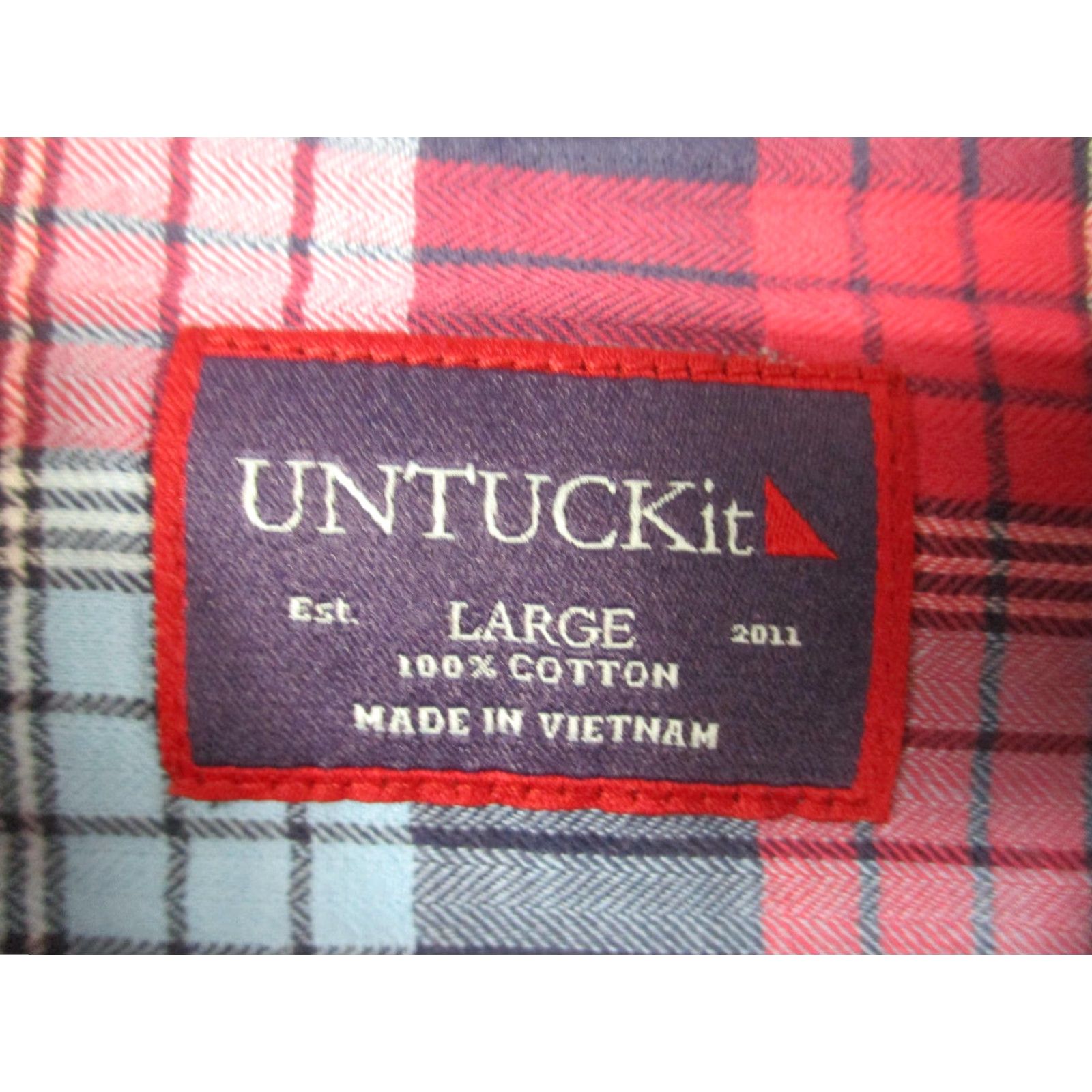 UNTUCKit UNTUCKit Shirt Mens Large Red Blue Plaid Long Sleeve Button-Down Casual Cotton Size US L / EU 52-54 / 3 - 3 Thumbnail