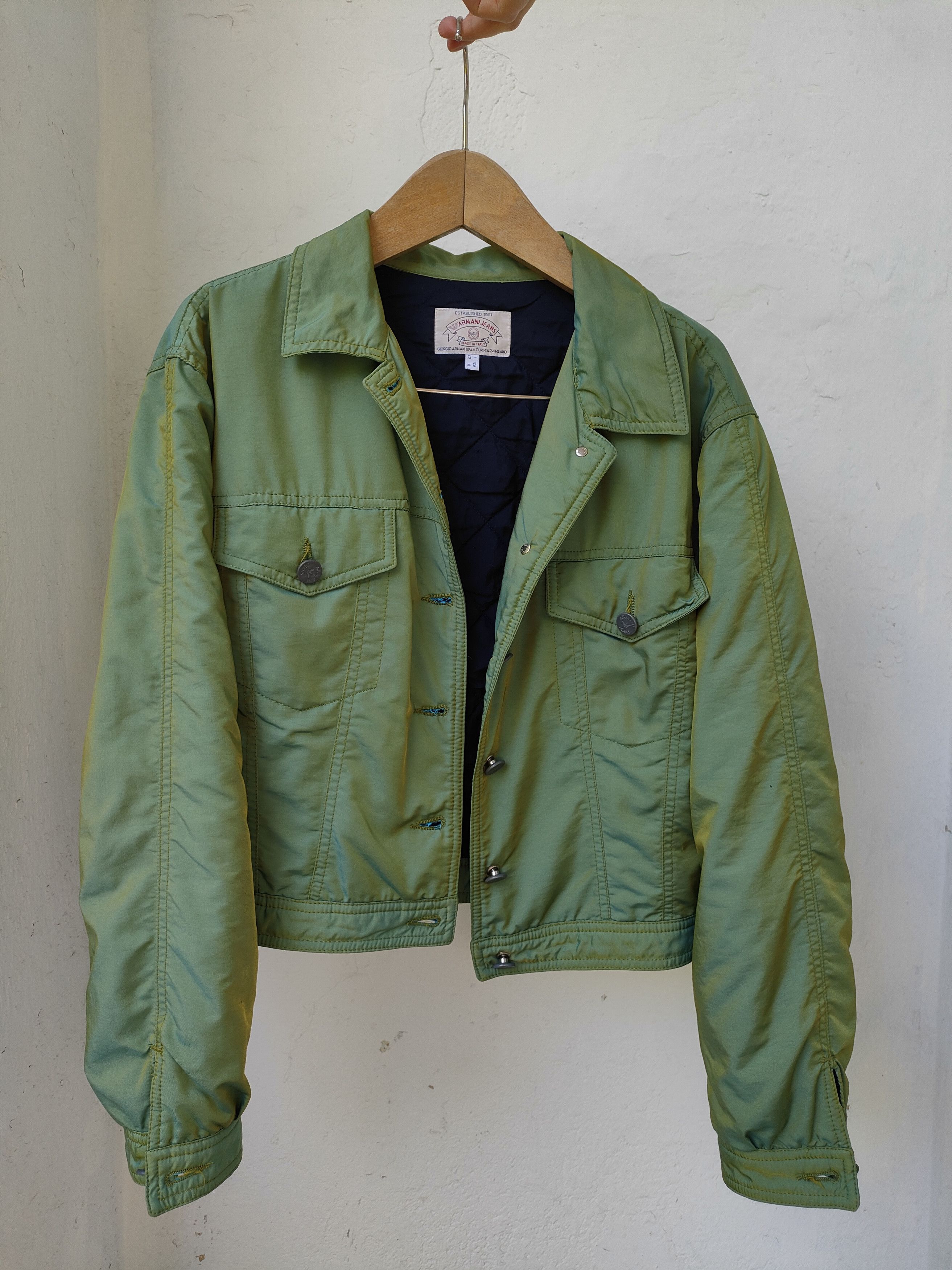 Armani 90s Armani Jeans Green Beetle Shiny Iridescent Jacket Size M / US 6-8 / IT 42-44 - 5 Thumbnail