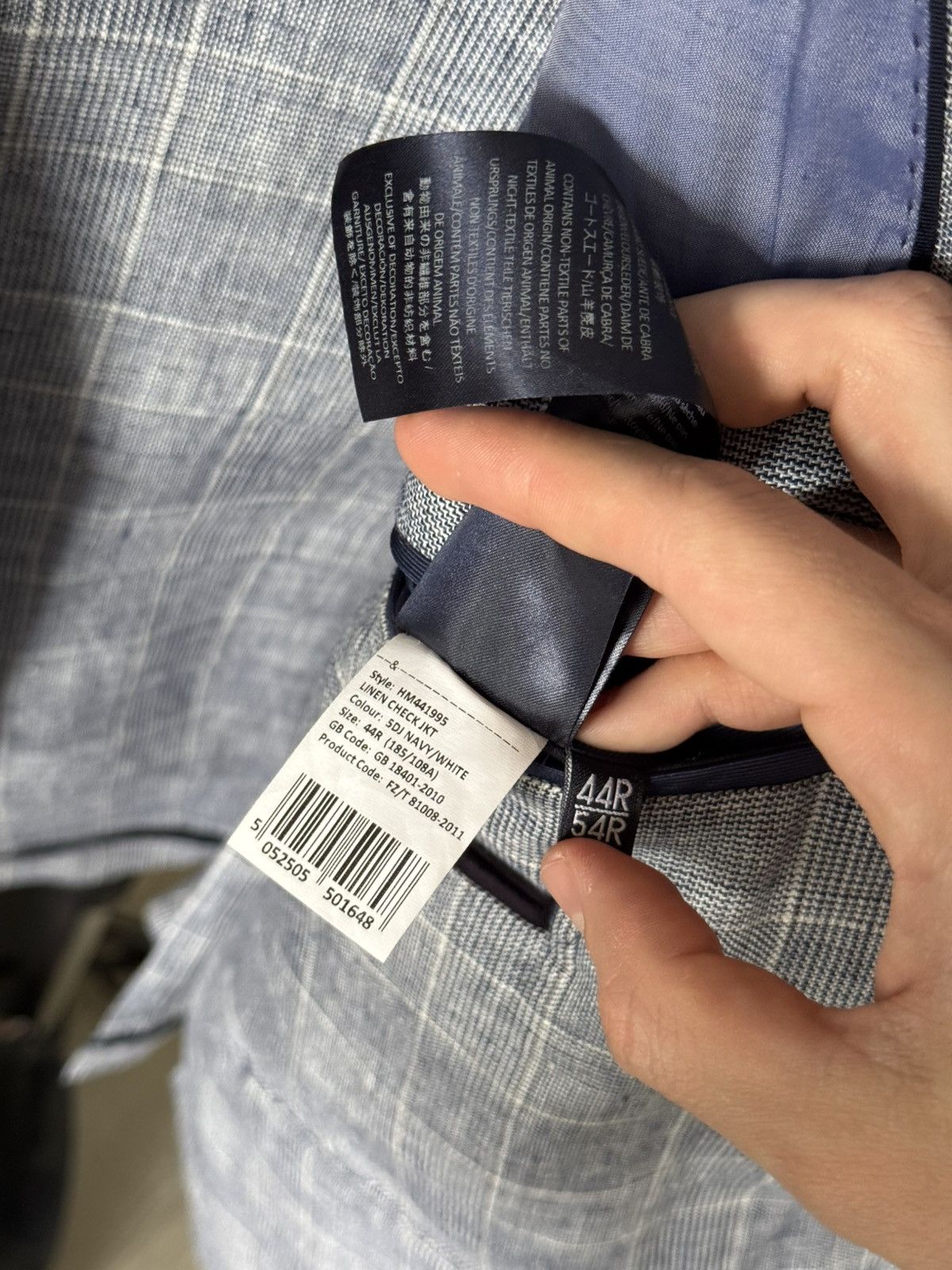 Designer × Hackett Hackett Linen Check Blazer Size 44R - 9 Thumbnail