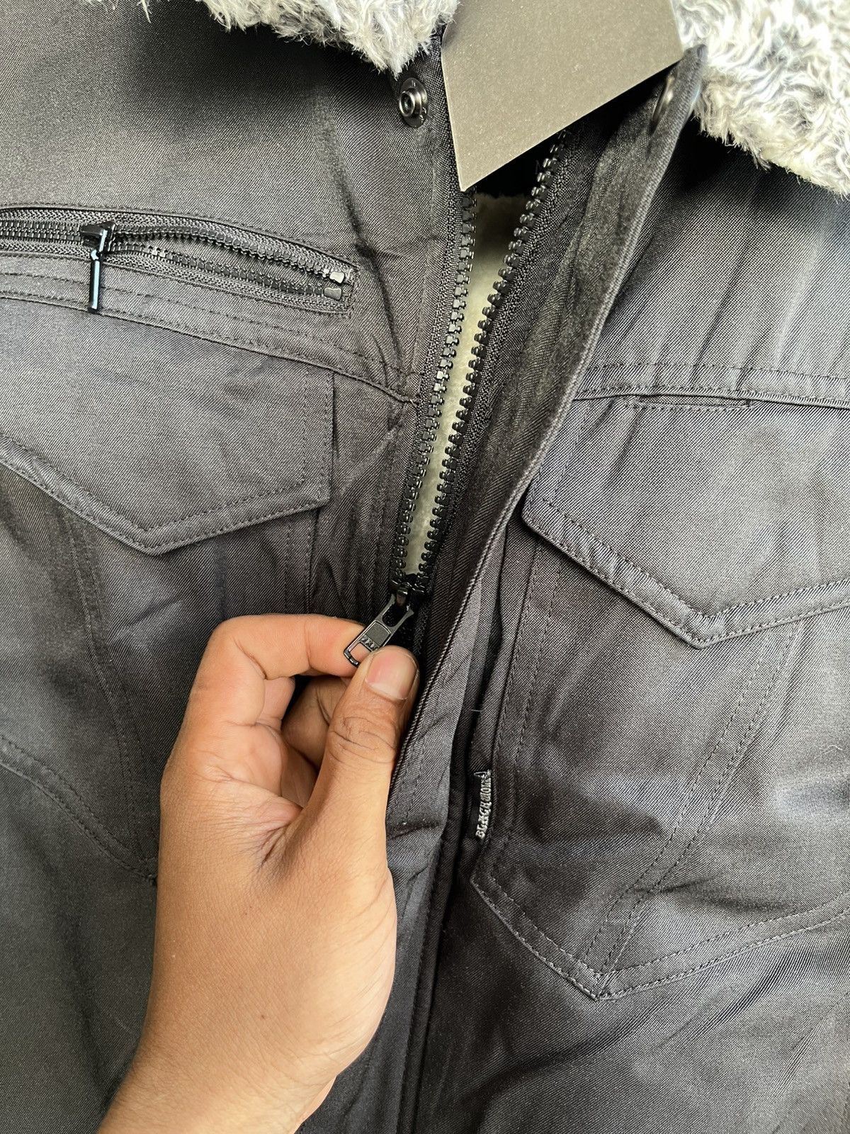 14th Addiction black wolf sherpa workwear jacket /cdg/isseymiyake Size US M / EU 48-50 / 2 - 6 Thumbnail