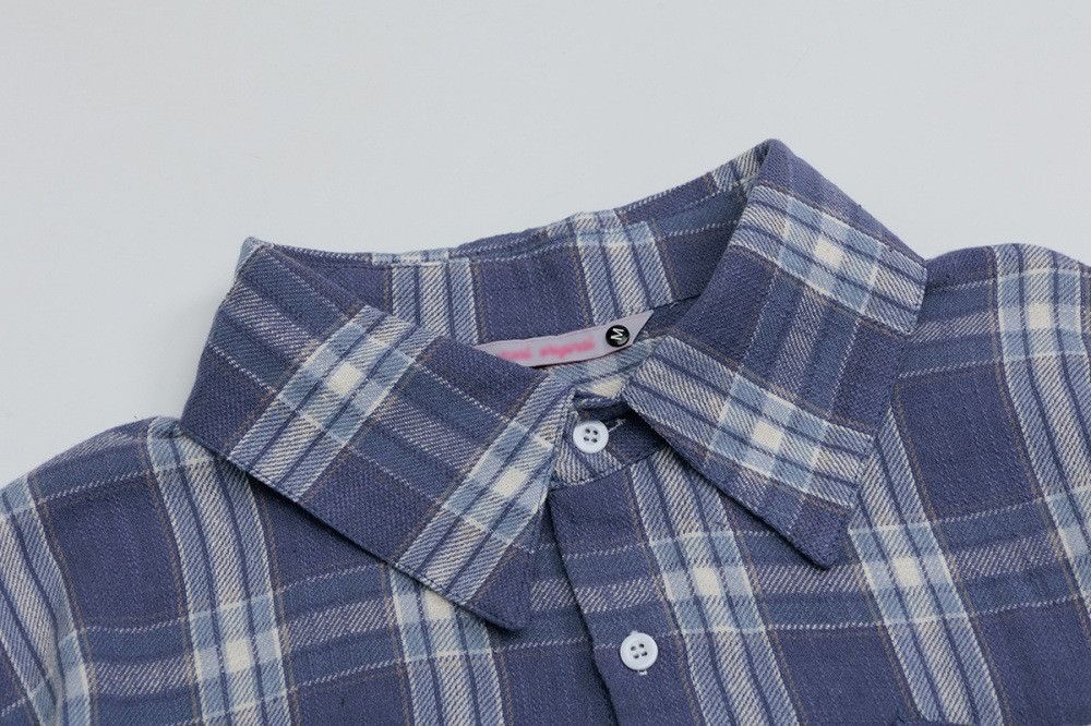 Vintage Men's Japanese street loose lapel plaid long-sleeved shirt Size US M / EU 48-50 / 2 - 3 Thumbnail