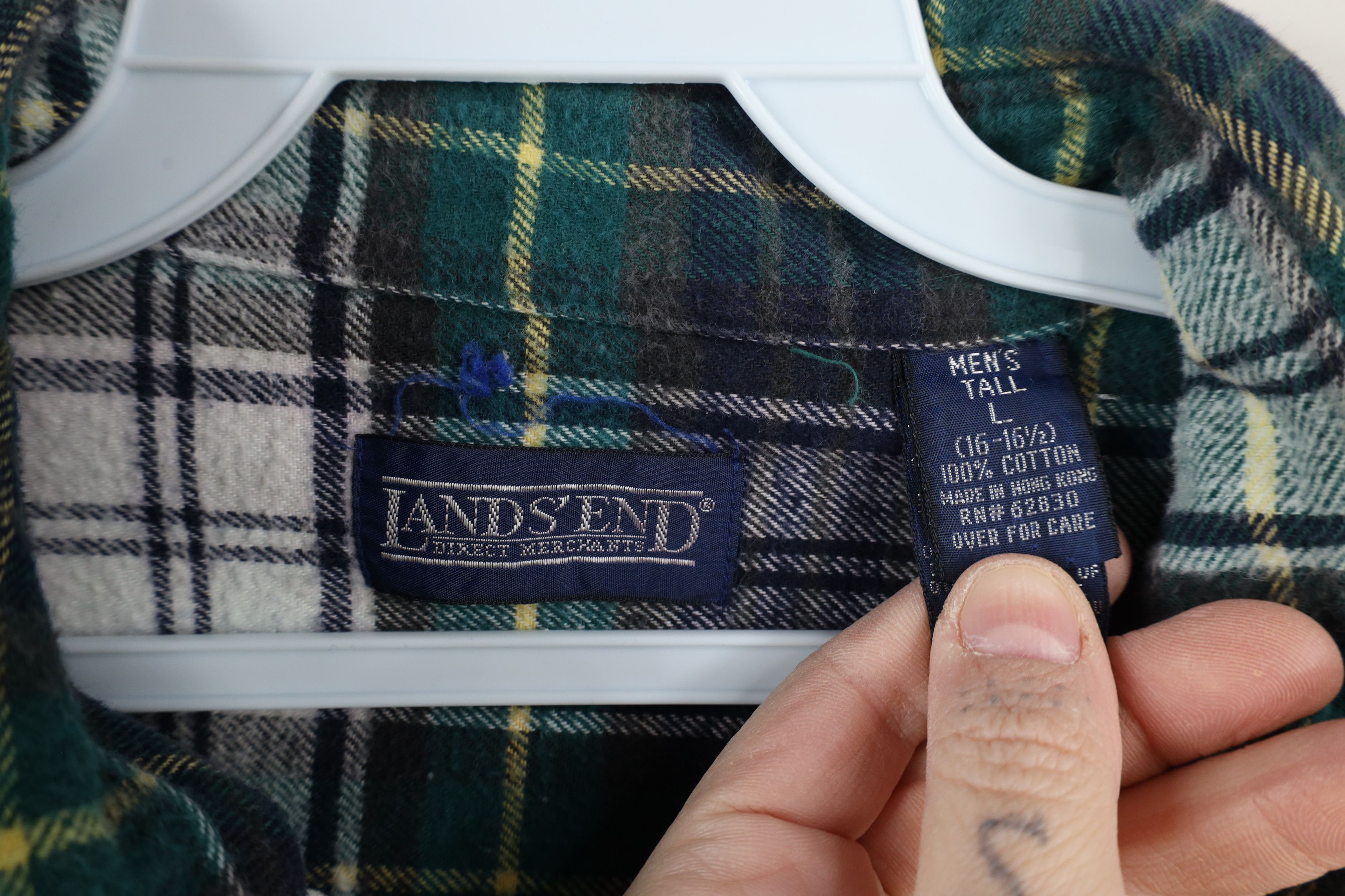 Lands' End × Vintage Vintage 90s Lands End Flannel Collared Button Down Shirt Size US L / EU 52-54 / 3 - 6 Thumbnail