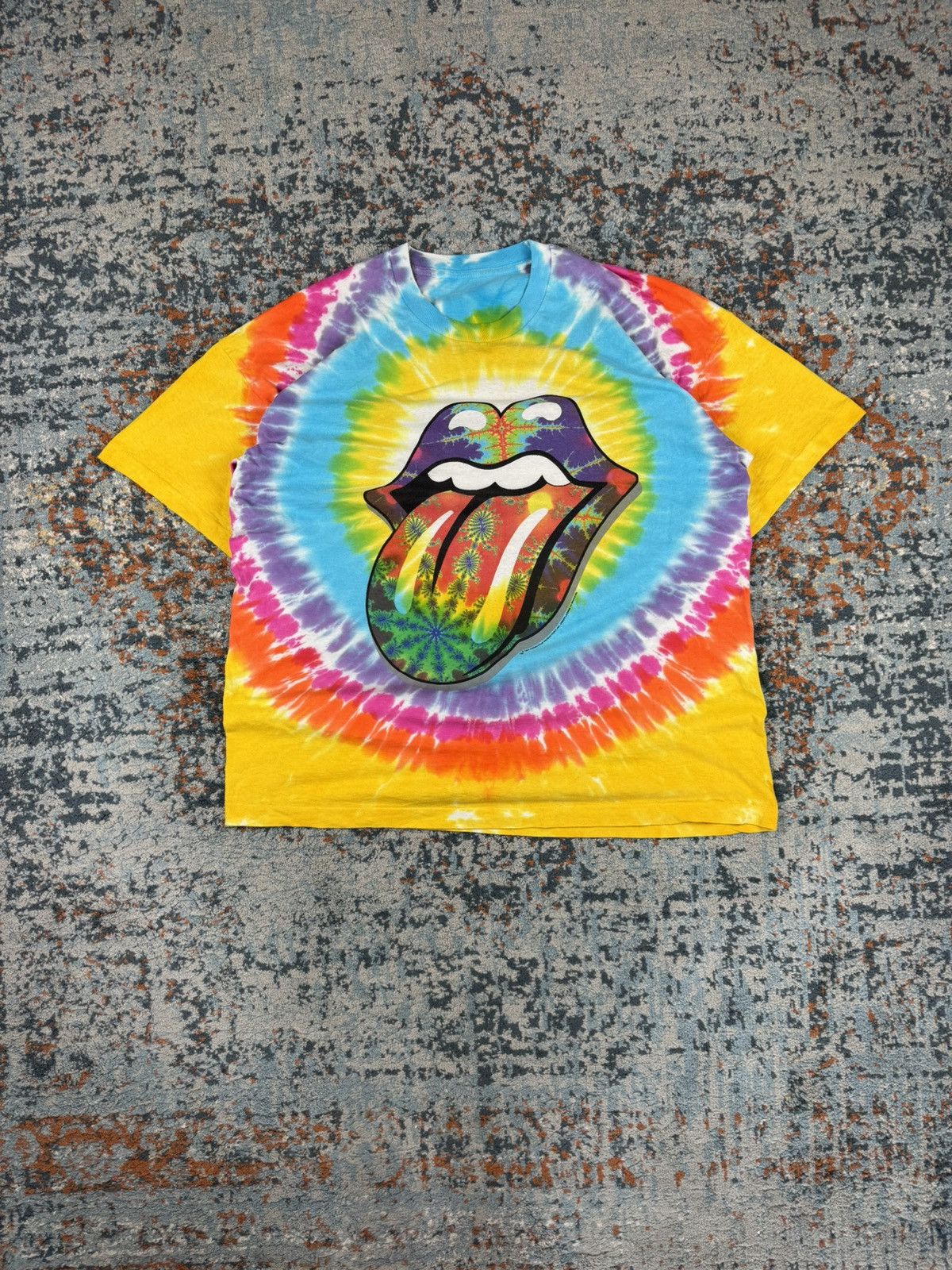Band Tees × Vintage Vintage 1994 The Rolling Stones tongue rainbow tie dye tee Size US XL / EU 56 / 4 - 1 Thumbnail