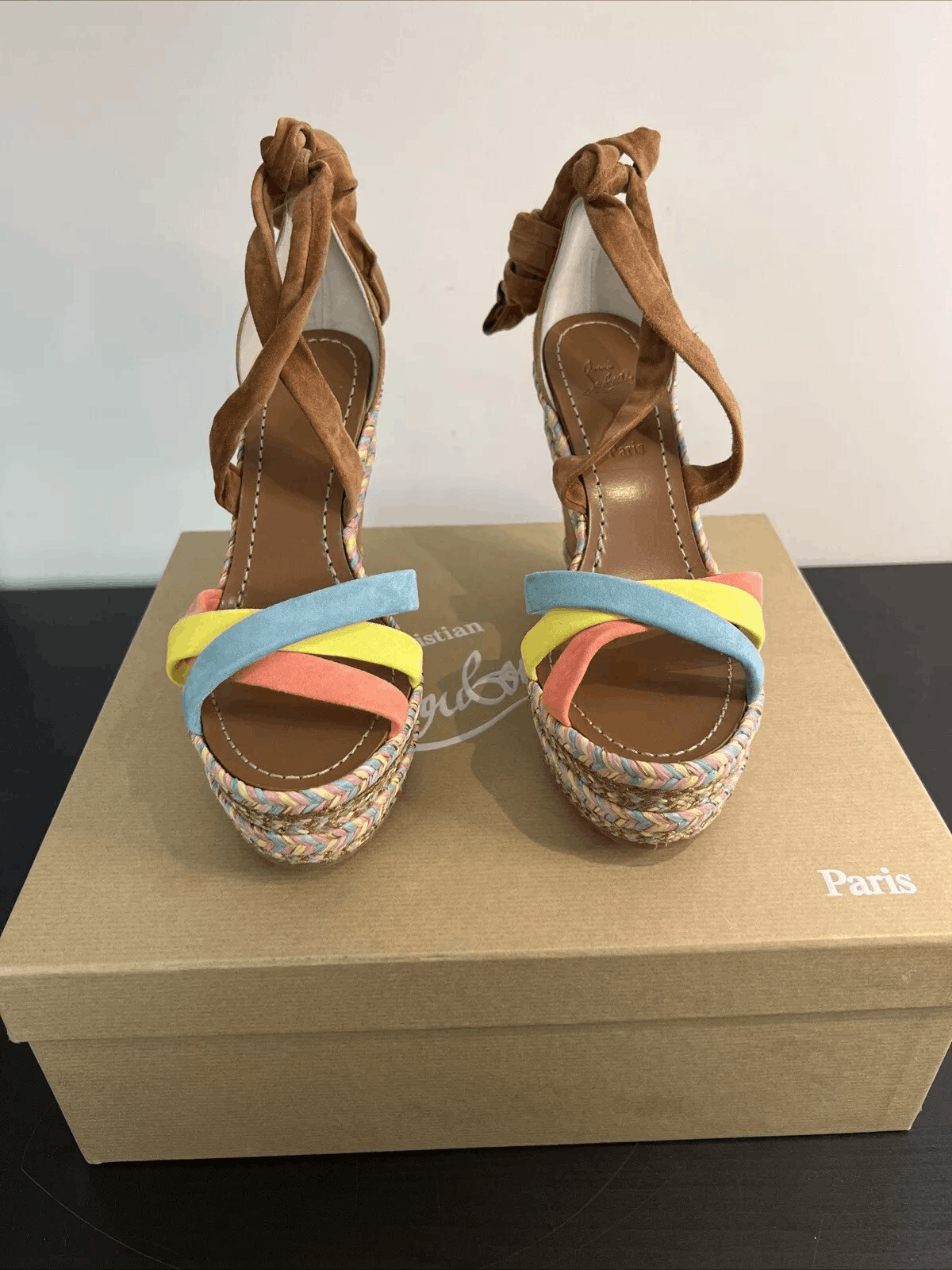 Christian Louboutin Christian Louboutin Lagoadonna 120 Brown Lace Up Platform Size US 7.5 / IT 37.5 - 2 Thumbnail