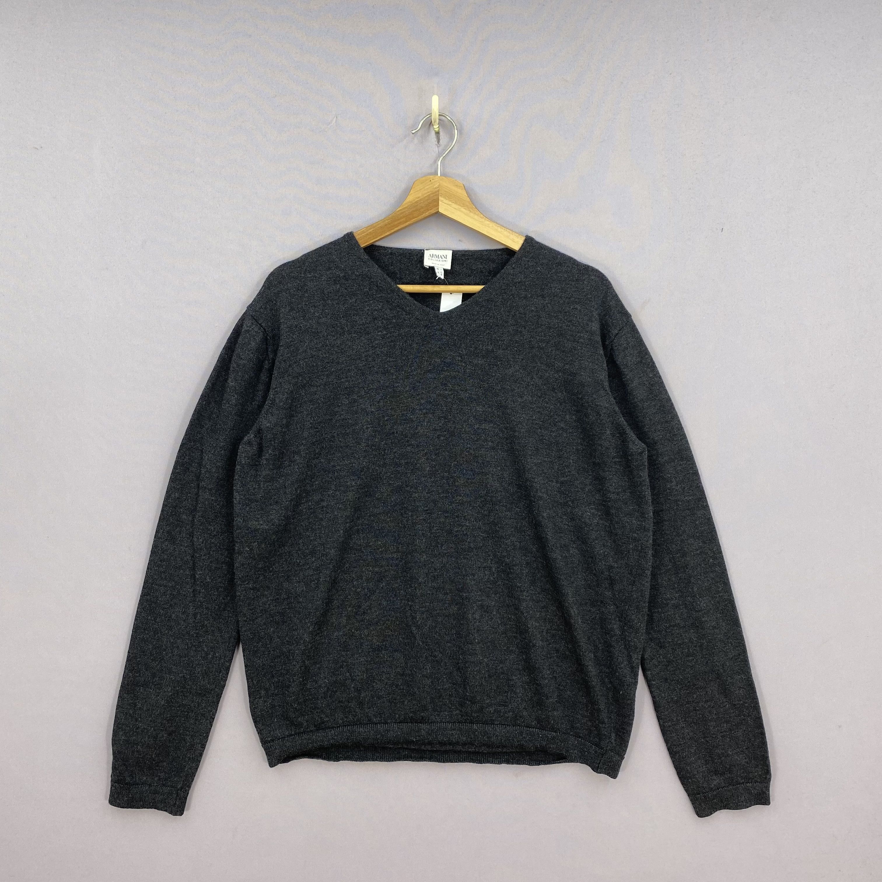 Armani Collezioni Vintage Armani Collezioni Wool Knit Sweater V-Neck Jumper Size US M / EU 48-50 / 2 - 2 Thumbnail