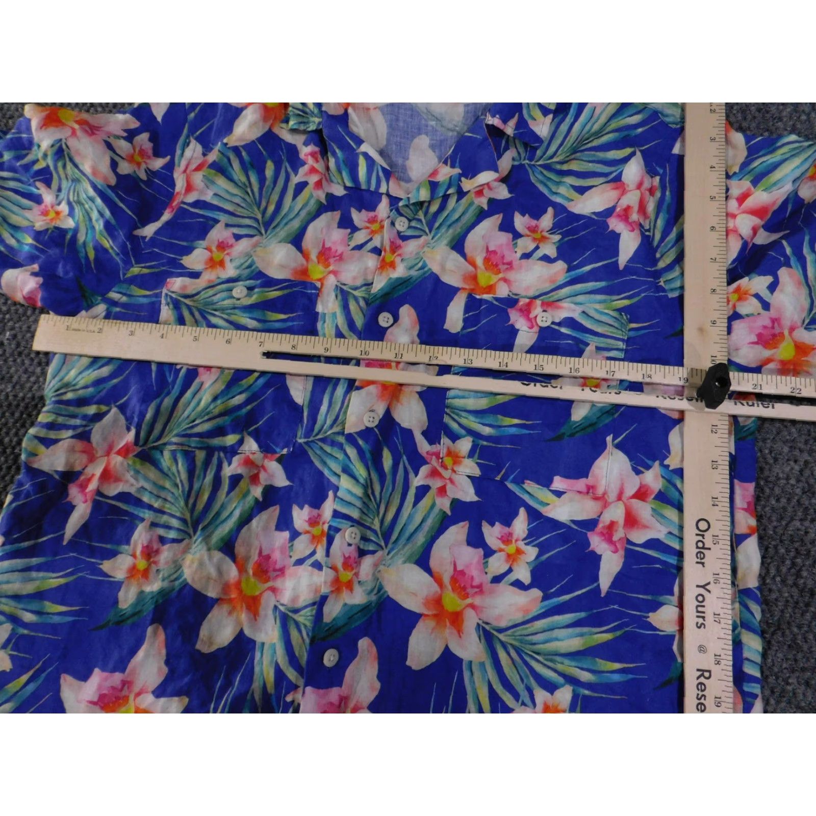 Onia Onia Shirt Mens M Blue Linen Hawaiian Aloha Floral Button Up Resort Camp Size US M / EU 48-50 / 2 - 5 Thumbnail