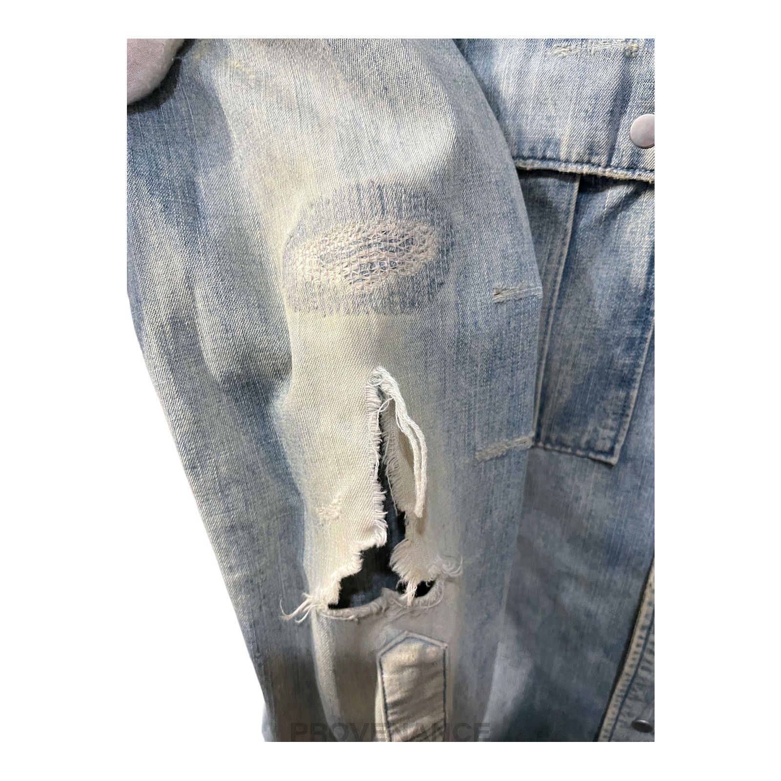Balmain 🔴 Balmain Sample Denim Shirt - Destroyed Size US M / EU 48-50 / 2 - 10 Thumbnail