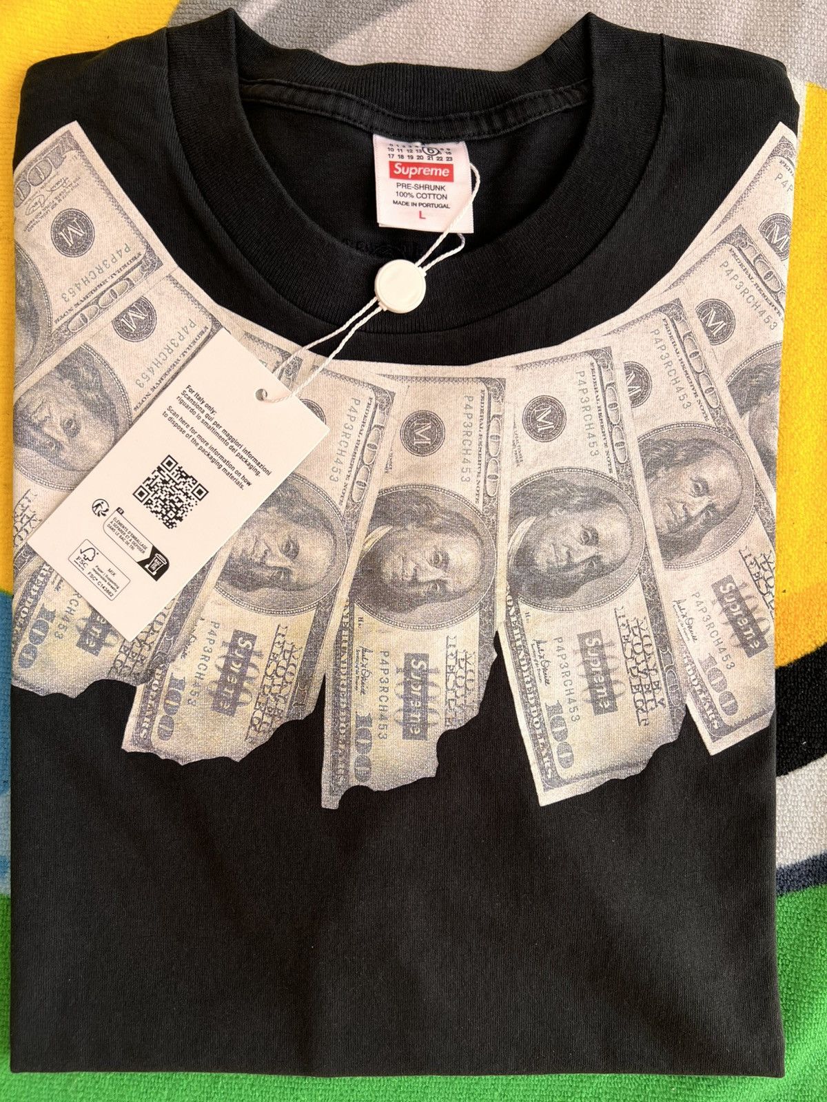 Maison Margiela × Supreme L - Supreme x MM6 Maison Margiela Money S/S Top Black dollar Size US L / EU 52-54 / 3 - 20 Thumbnail