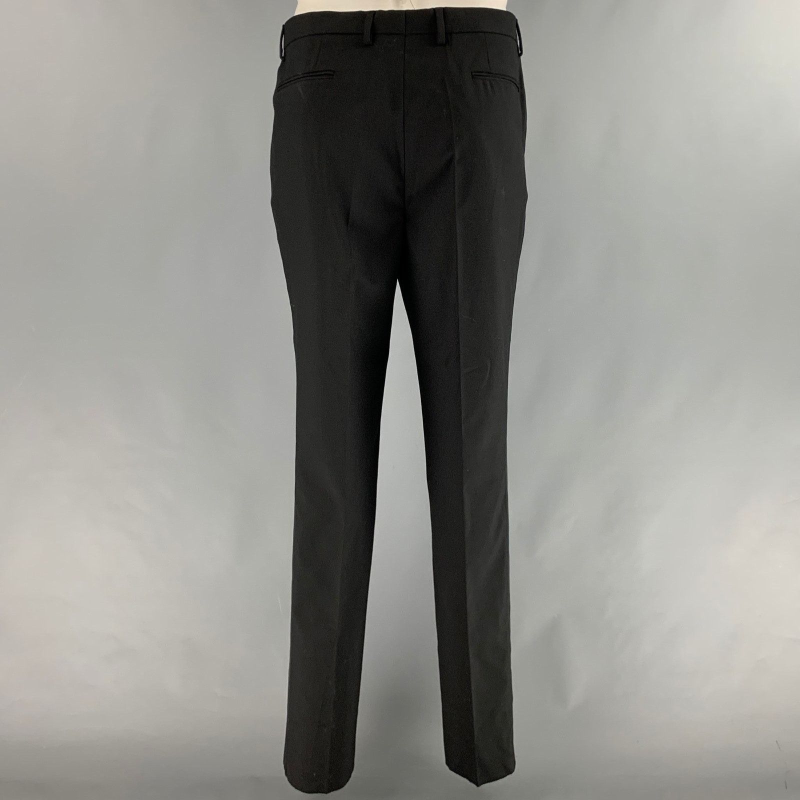 Mr P. MR P. Size 46 Black Solid Wool Shawl Collar Tuxedo Size 46R - 5 Thumbnail