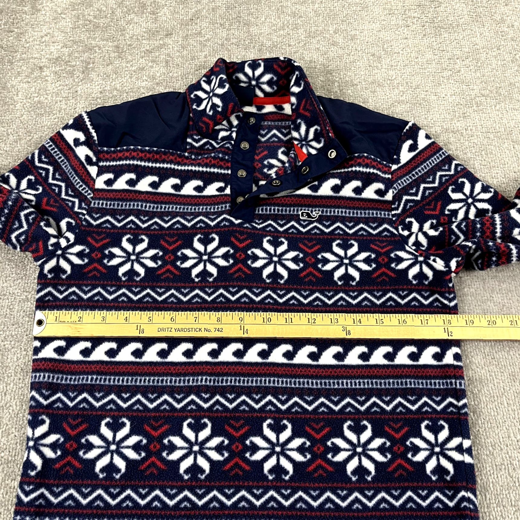 Vineyard Vines VINEYARD VINES Sweater Women XS Blue White Fleece Fair Isle Nordic Snap Pullover Size XS / US 0-2 / IT 36-38 - 6 Thumbnail