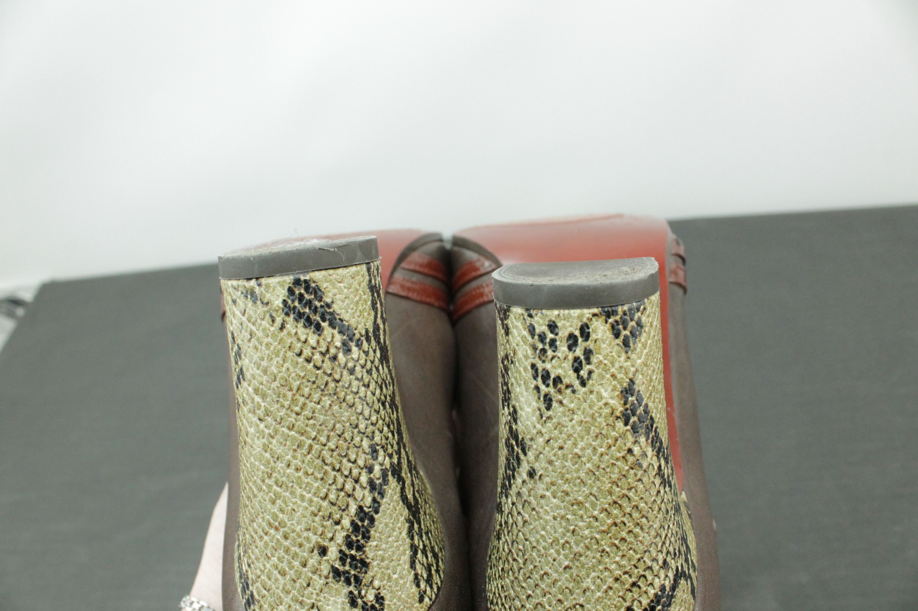 Designer Chie Mihara Leather Heels Python Print Brown Leather Shoes Size US 9 / IT 39 - 11 Thumbnail