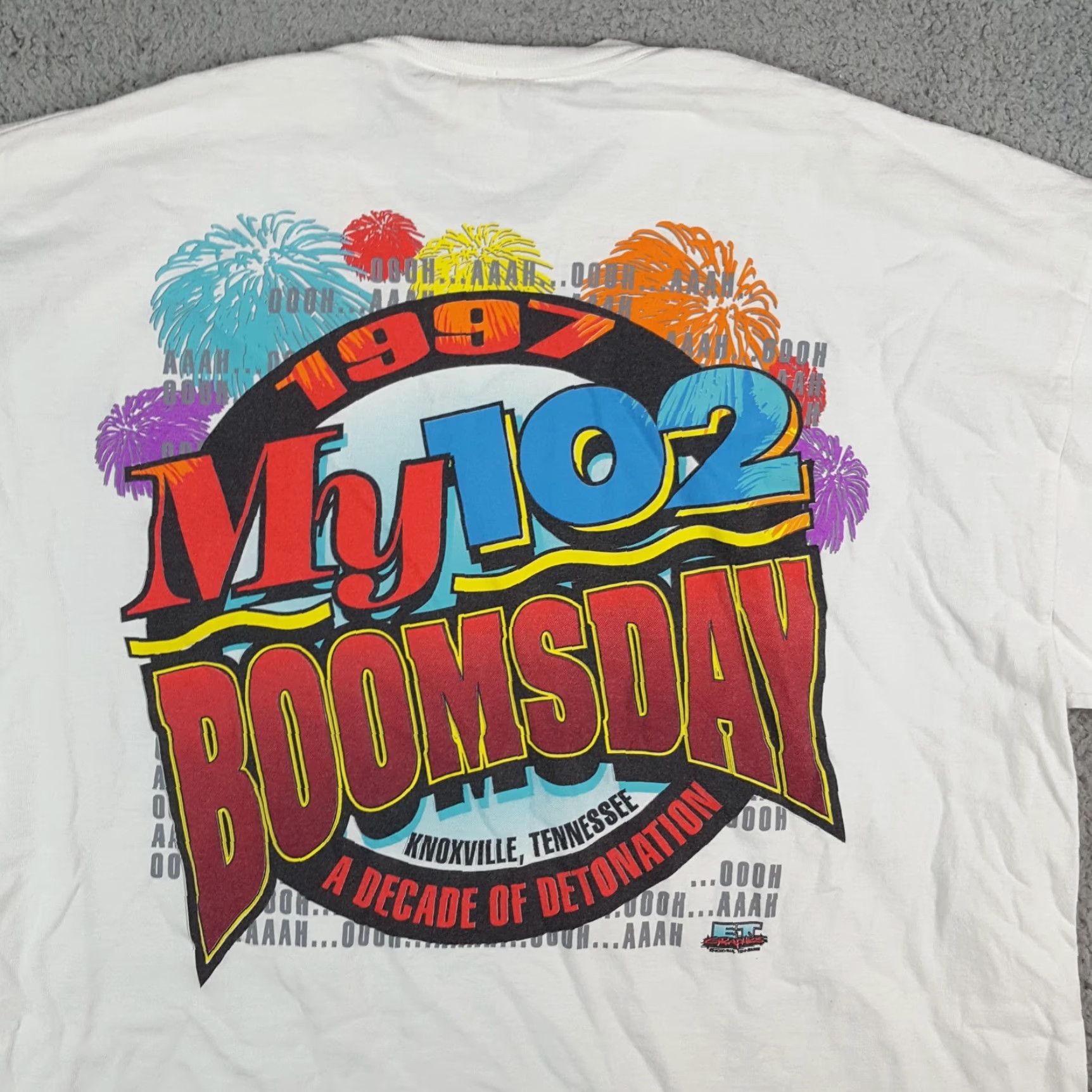 Jerzees VINTAGE Doomsday Parody Firework Mens T-Shirt XL White 90s 4th Of July Party Jerzees Shirt Boys? Size US XL / EU 56 / 4 - 5 Thumbnail