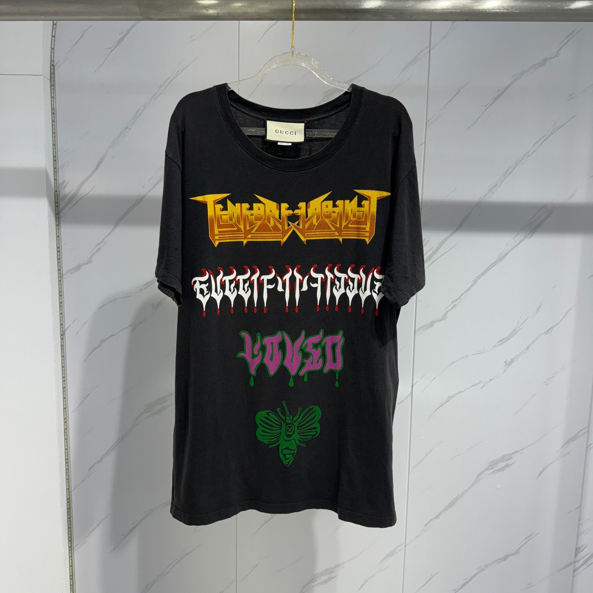 Gucci Gucci graffiti black Sanskrit print logo short sleeves Size US M / EU 48-50 / 2 - 1 Thumbnail