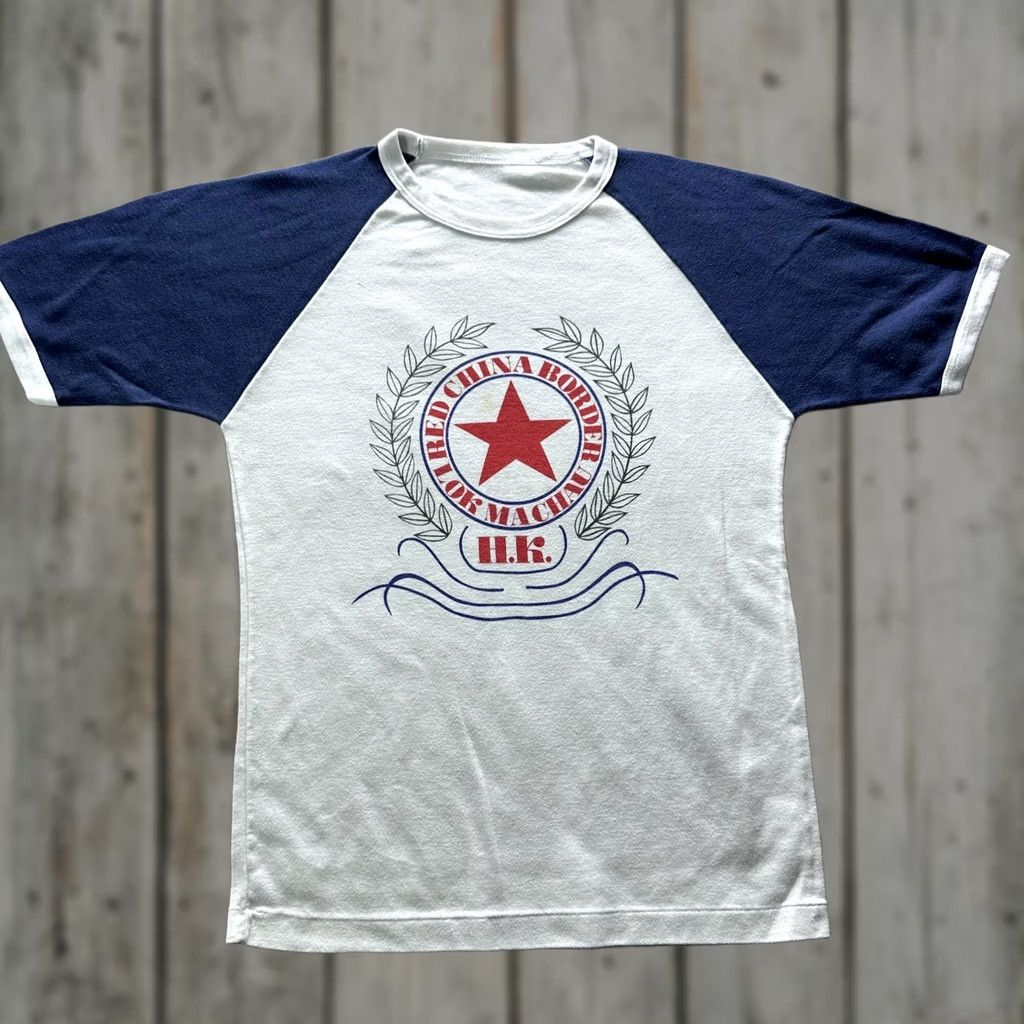 Vintage VINTAGE Lok Ma Chau Sham Chun River Hong Kong Shirt Mens Medium White Raglan Size US M / EU 48-50 / 2 - 1 Thumbnail