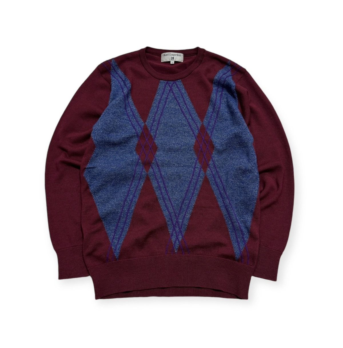 Karl Lagerfeld × Vintage British Argyle Knit Sweater Size US M / EU 48-50 / 2 - 1 Thumbnail