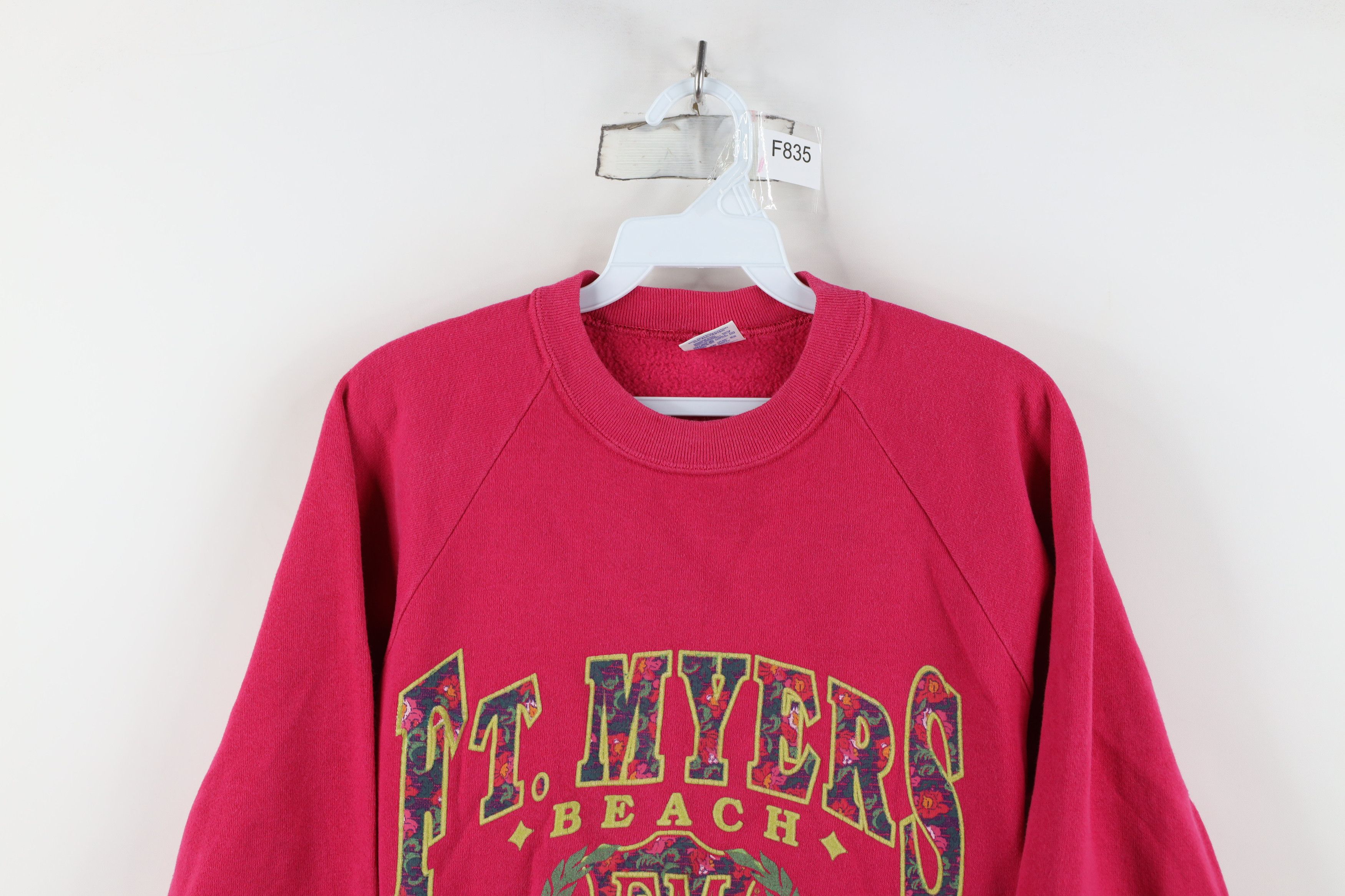 Vintage Vintage 90s Streetwear Beach Florida Sweatshirt Pink USA Size M / US 6-8 / IT 42-44 - 2 Thumbnail