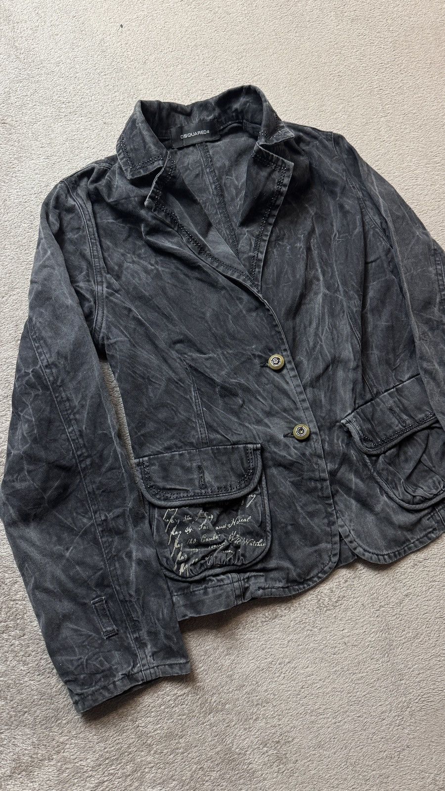 Japanese Brand Dsquared2 Wash Faded Vintage Jacket LGB dolce gabbana gucci Size M / US 6-8 / IT 42-44 - 4 Thumbnail
