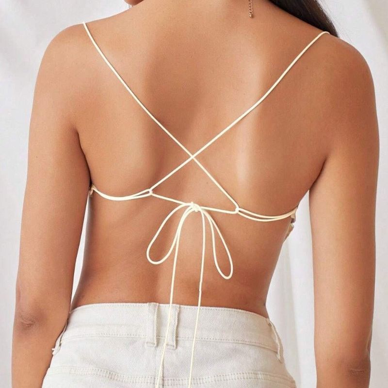 Shein Unity Tie Back Hanky Hem Cami Top in Gold, Size L Size L / US 10 / IT 46 - 2 Thumbnail