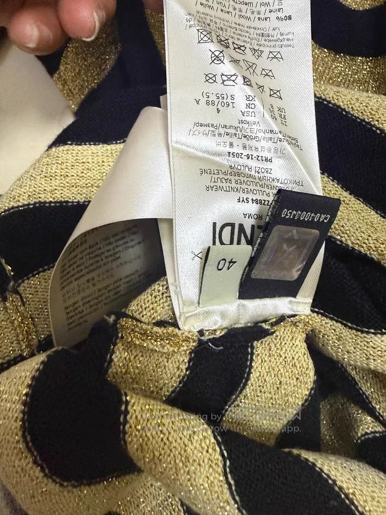 Fendi Fendi Gold Striped Knit Top - Black and Gold Stripes - Fau Size XS / US 0-2 / IT 36-38 - 5 Thumbnail