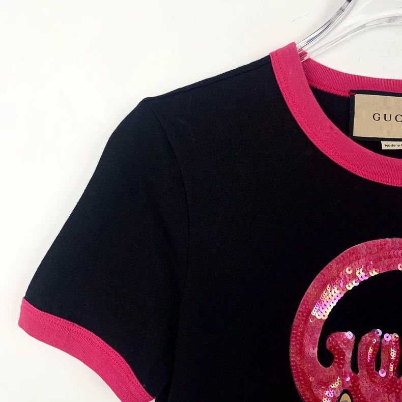 Gucci Gucci Black pattern printed round-neck cotton short-sleeved Size US XS / EU 42 / 0 - 3 Thumbnail