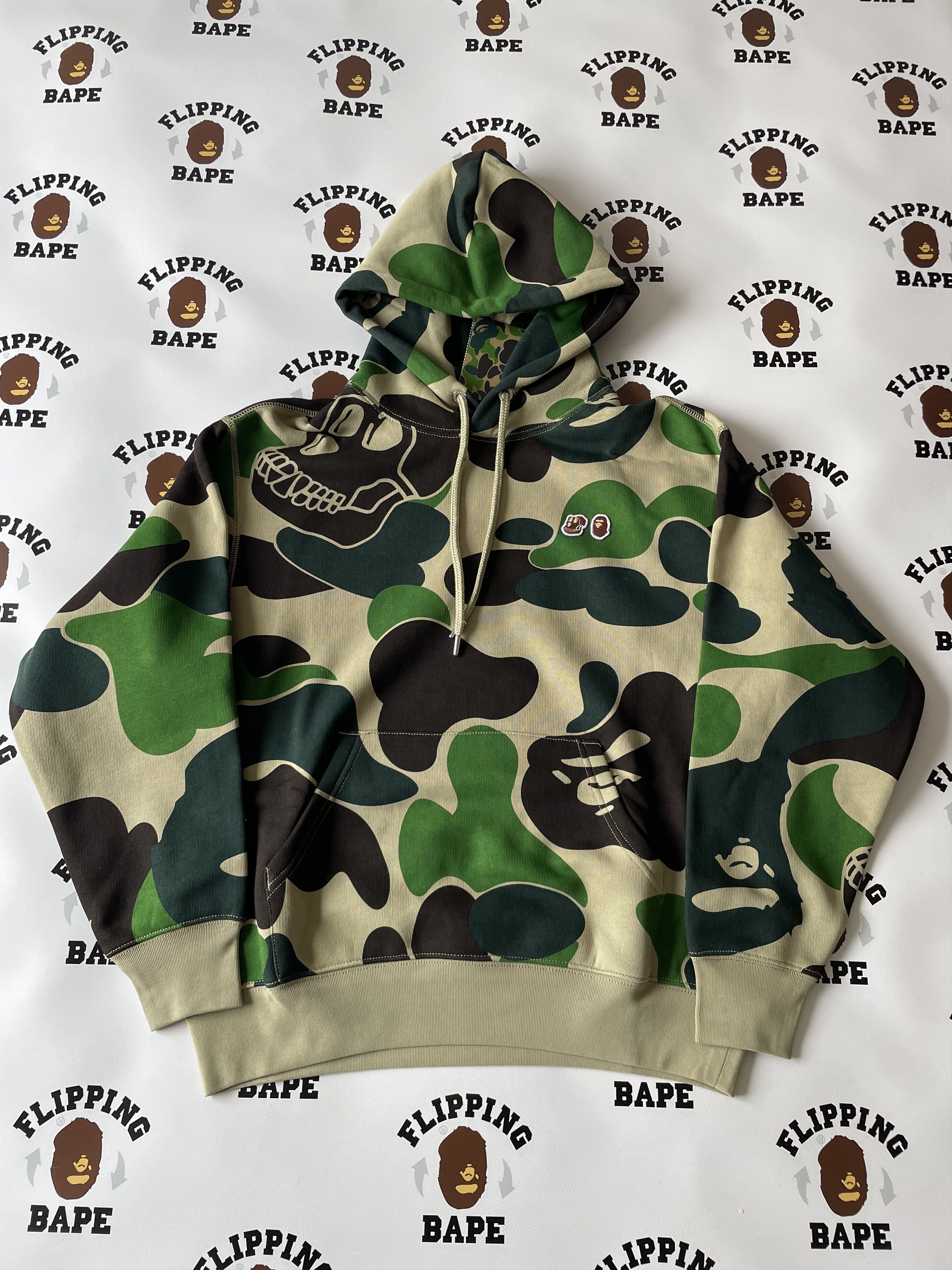 Image of Bape X Bayc (Bored Ape Yacht Club) Pullover Hoodie in Green, Men's (Size Small)