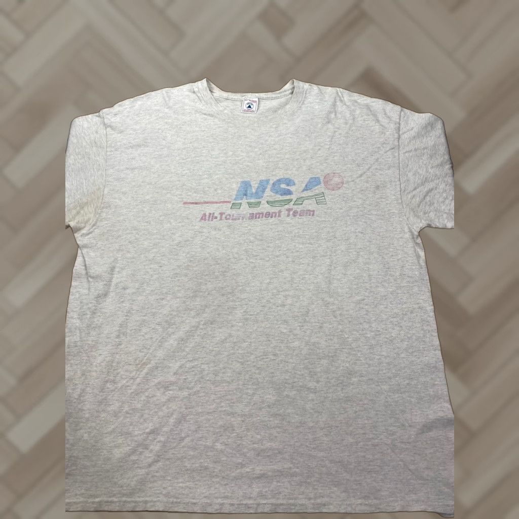 Delta VINTAGE NSA All Tournament Team Baseball T Shirt Gray 2XL Delta Short Sleeve Mens Size US XXL / EU 58 / 5 - 1 Thumbnail