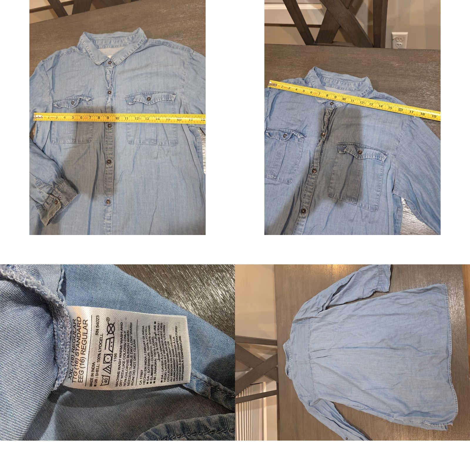 Old Navy Old Navy Western Jean Denim Button Down 100% Cotton Shirt Dress sz L Blue Knee Length Womens Dress, Pre-owned Good, Tiny Stain Size L / US 10 / IT 46 - 8 Thumbnail