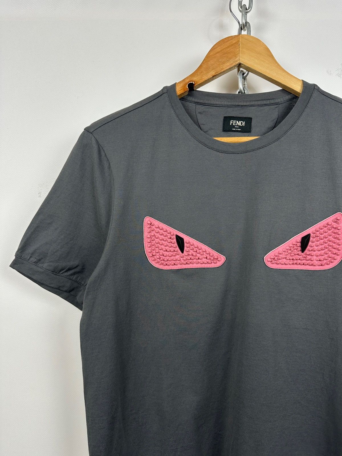 Fendi Fendi Monster Eyes Studded Gray T-Shirt Size US M / EU 48-50 / 2 - 4 Thumbnail