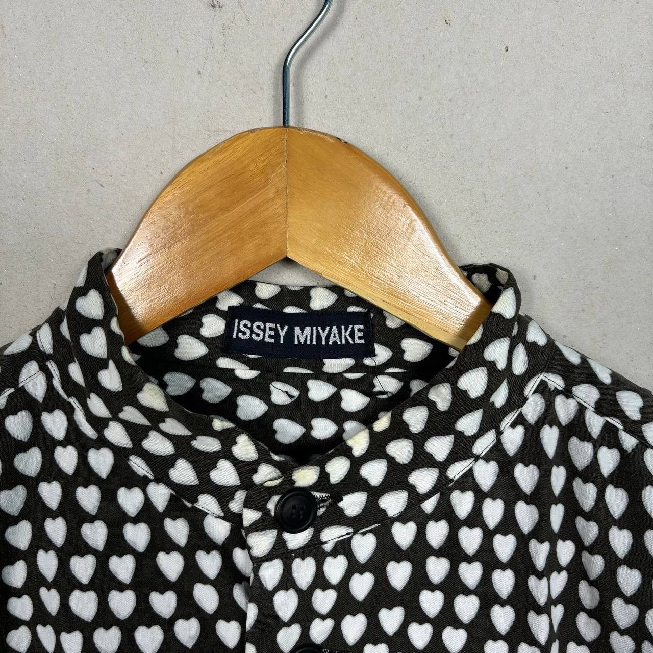 Issey Miyake Issey Miyake Archive Heart Print Band Collar Shirt Black M Size US M / EU 48-50 / 2 - 6 Thumbnail