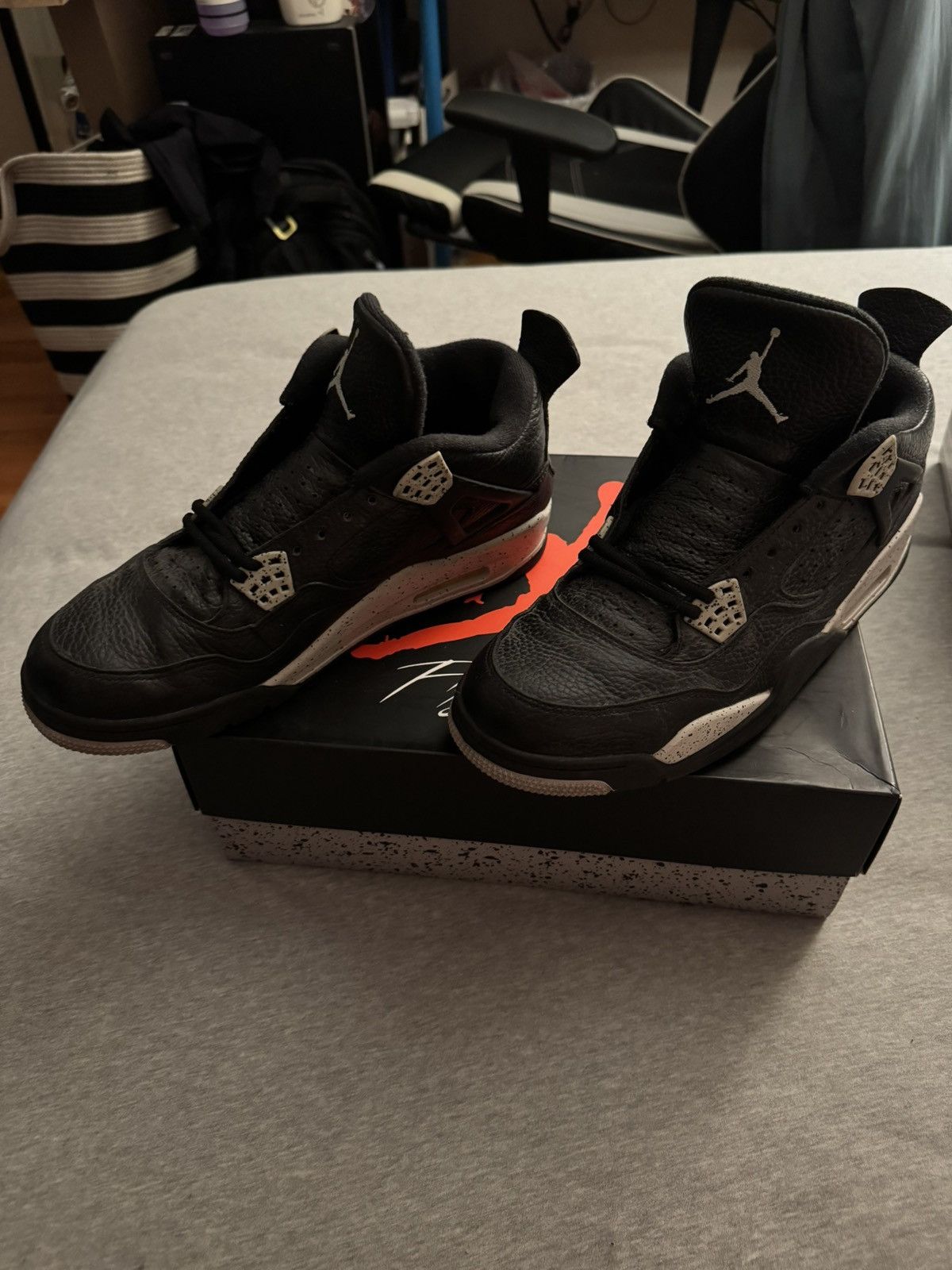 Jordan Brand × Nike Jordan 4 Retro Black Oreo Size US 11.5 / EU 44-45 - 3 Thumbnail
