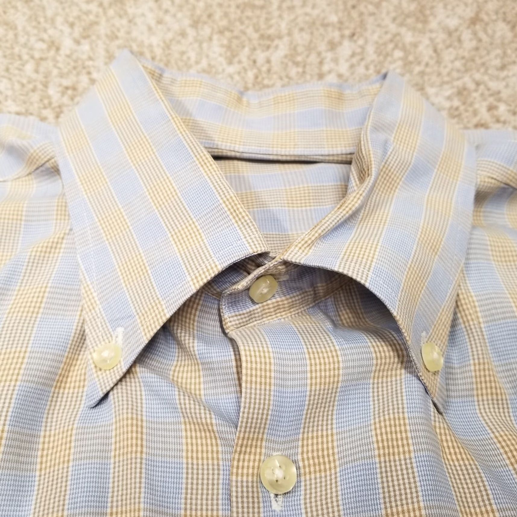 Peter Millar VINTAGE Peter Millar Button-Down Shirt Men L Blue Brown Microcheck Dress Casual FLAW Size US L / EU 52-54 / 3 - 2 Thumbnail