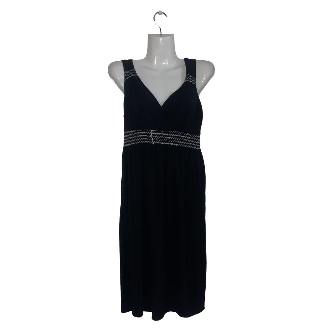 Ann Taylor Sleeveless V-Neck Shift Dress Embroidered Zigzag Stitching Size S / US 4 / IT 40 - 1 Thumbnail