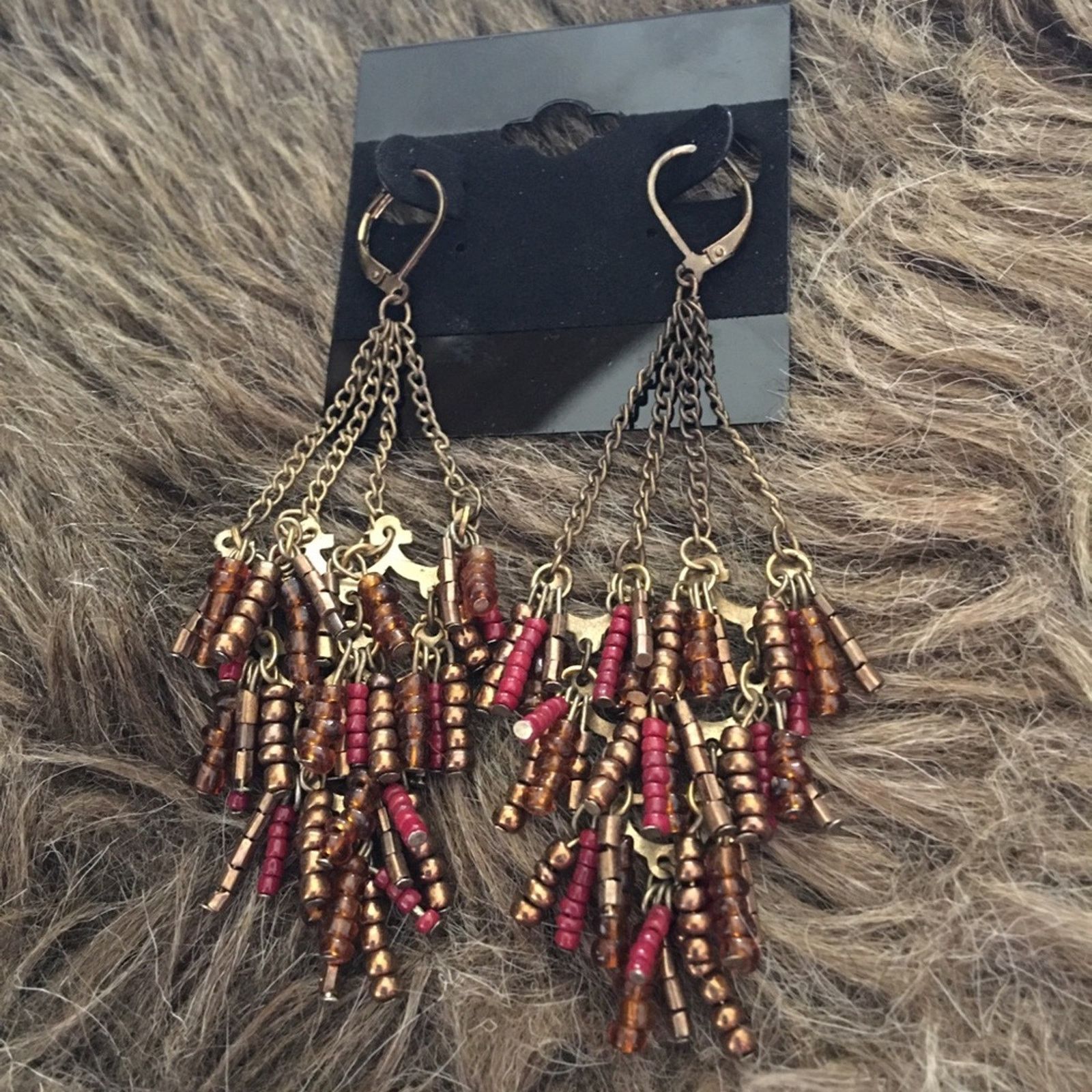 Jewelry Brass tone lever back chandelier style earrings Size ONE SIZE - 2 Thumbnail