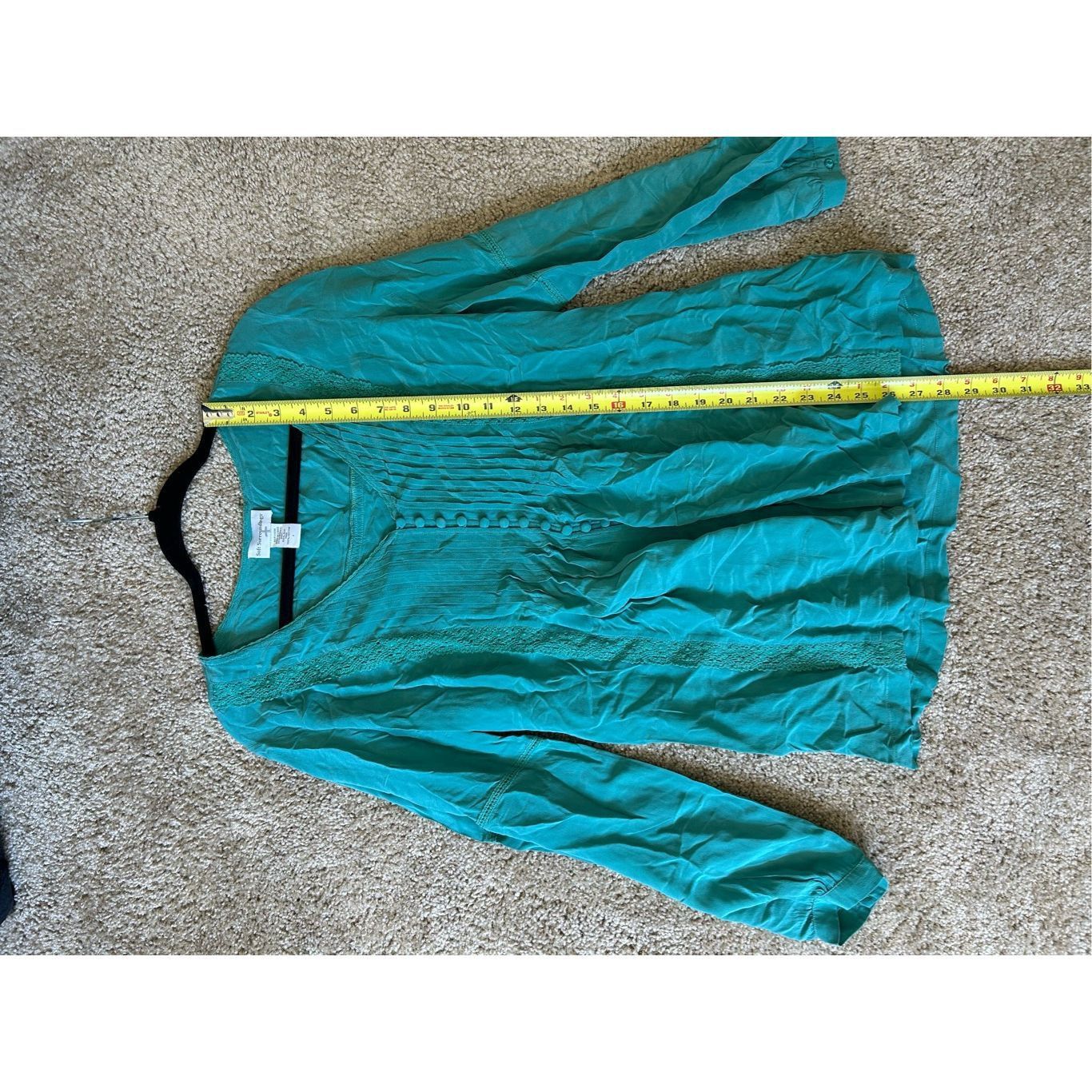 Loft Soft Surroundings Green Blue Teal Button Blouse, 100% Silk T Size S / US 4 / IT 40 - 9 Thumbnail