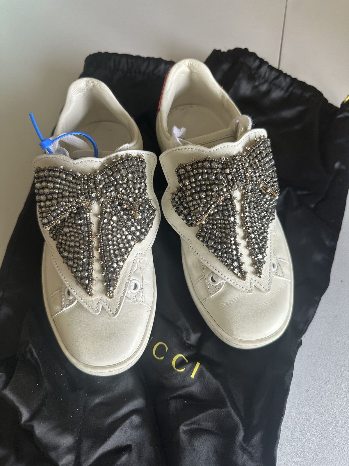 image of Gucci Bow Sneakers in White, Women's (Size 4)