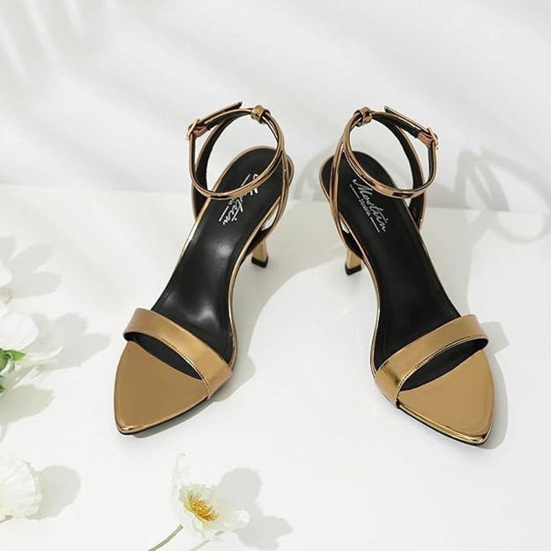Other Mostrin Women's Gold 4" Heel Open Toe Ankle Strap Sandals 7 Size US 7 / IT 37 - 5 Thumbnail