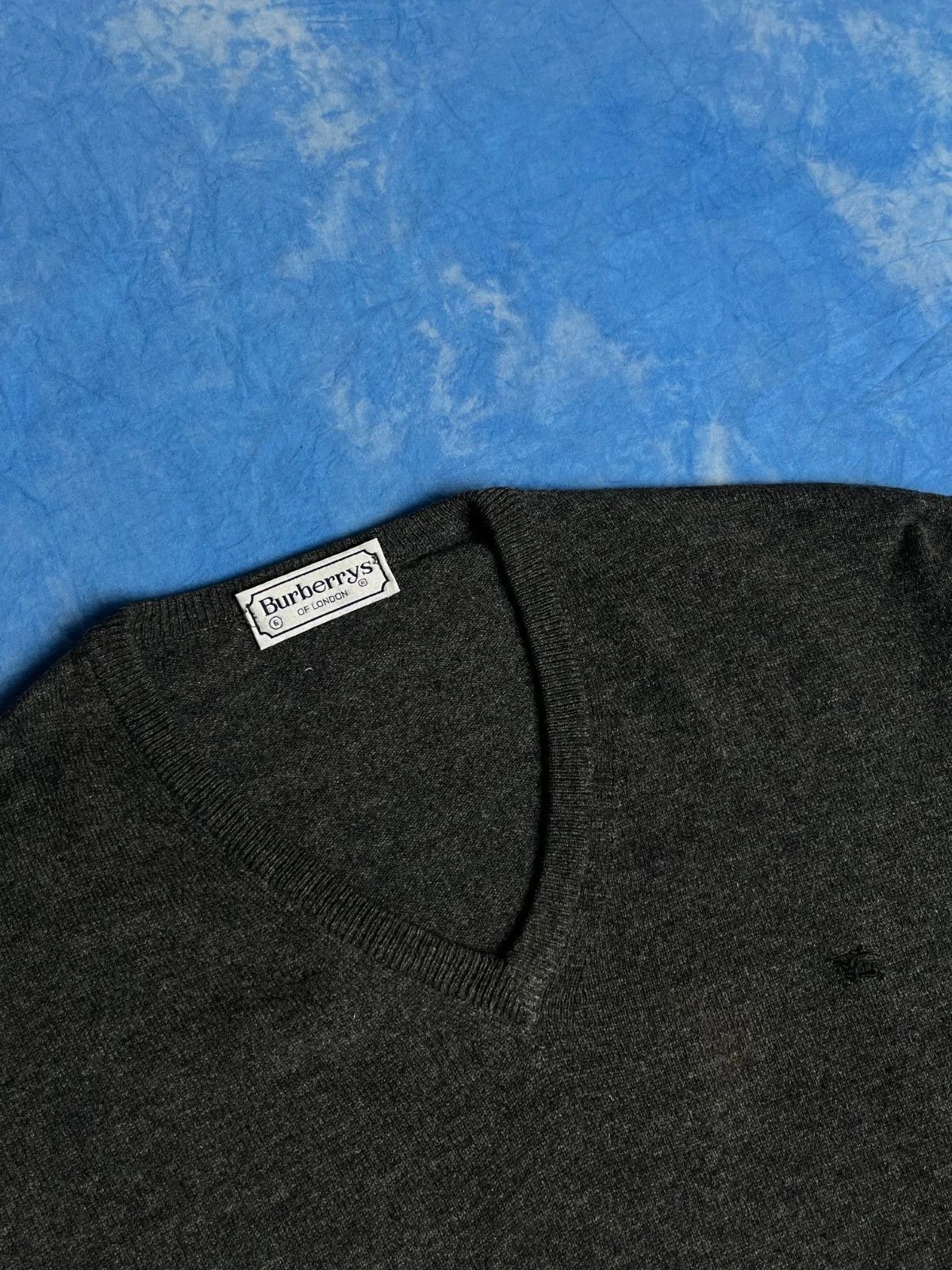 Burberry Vintage 90s Burberrys Lambswool Angora V-Neck Old Money Size US XL / EU 56 / 4 - 3 Thumbnail