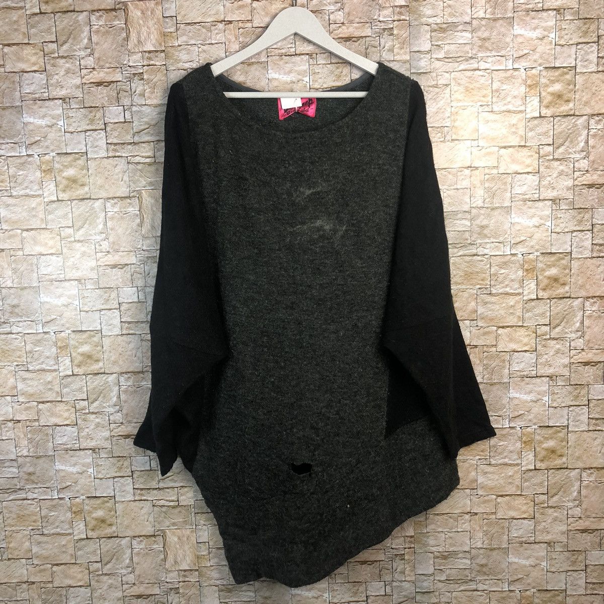 Homespun Knitwear × Japanese Brand big size Dig Deep Black Knitwear ripped #A204 Size XXL / US 16-18 / IT 52-54 - 1 Thumbnail