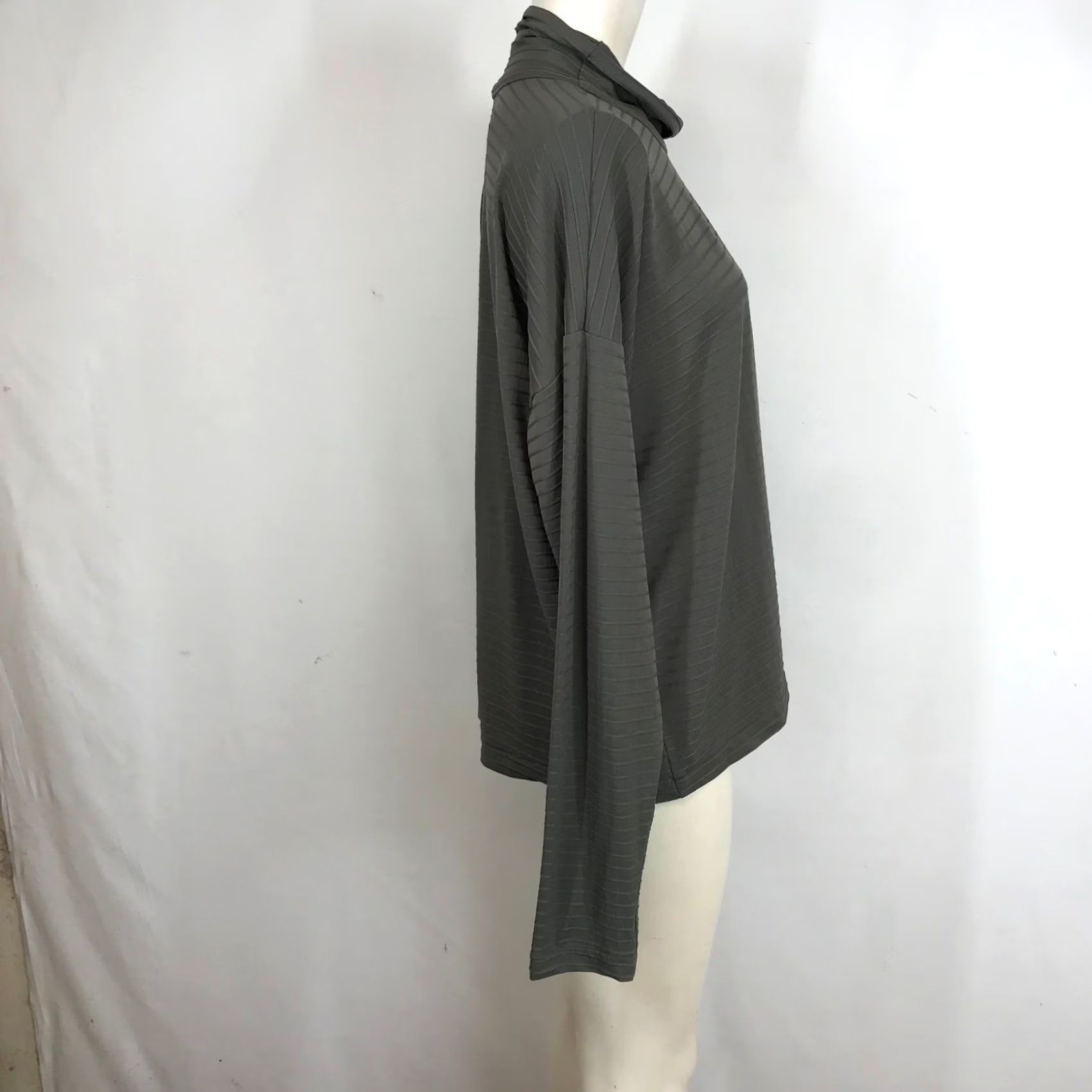 CO F.H. Clothing Co Large Long Sleeve Striped Turtleneck Top Chic Olive Green Size L / US 10 / IT 46 - 4 Thumbnail