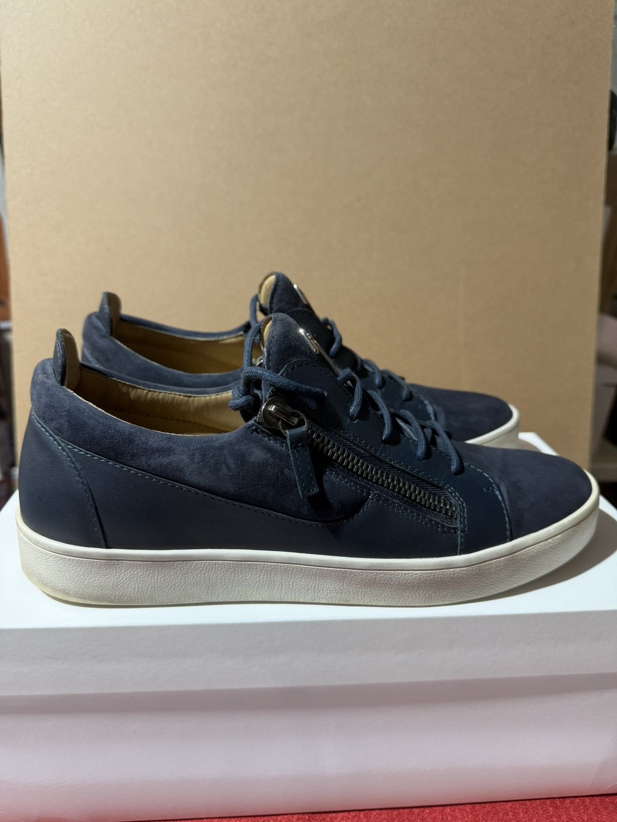 Giuseppe Zanotti Giuseppe Zanotti Men's Blue Leather & Suede Shoes Sz 43 Size US 10 / EU 43 - 2 Thumbnail