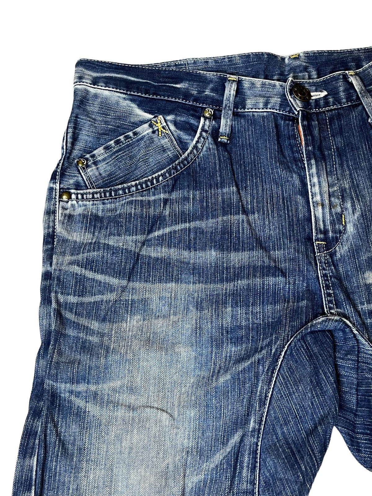 Edwin SICK🔥VINTAGE EDWIN XV FUNCTION CURVE LEG DISTRESSED JEANS Size US 35 - 5 Thumbnail