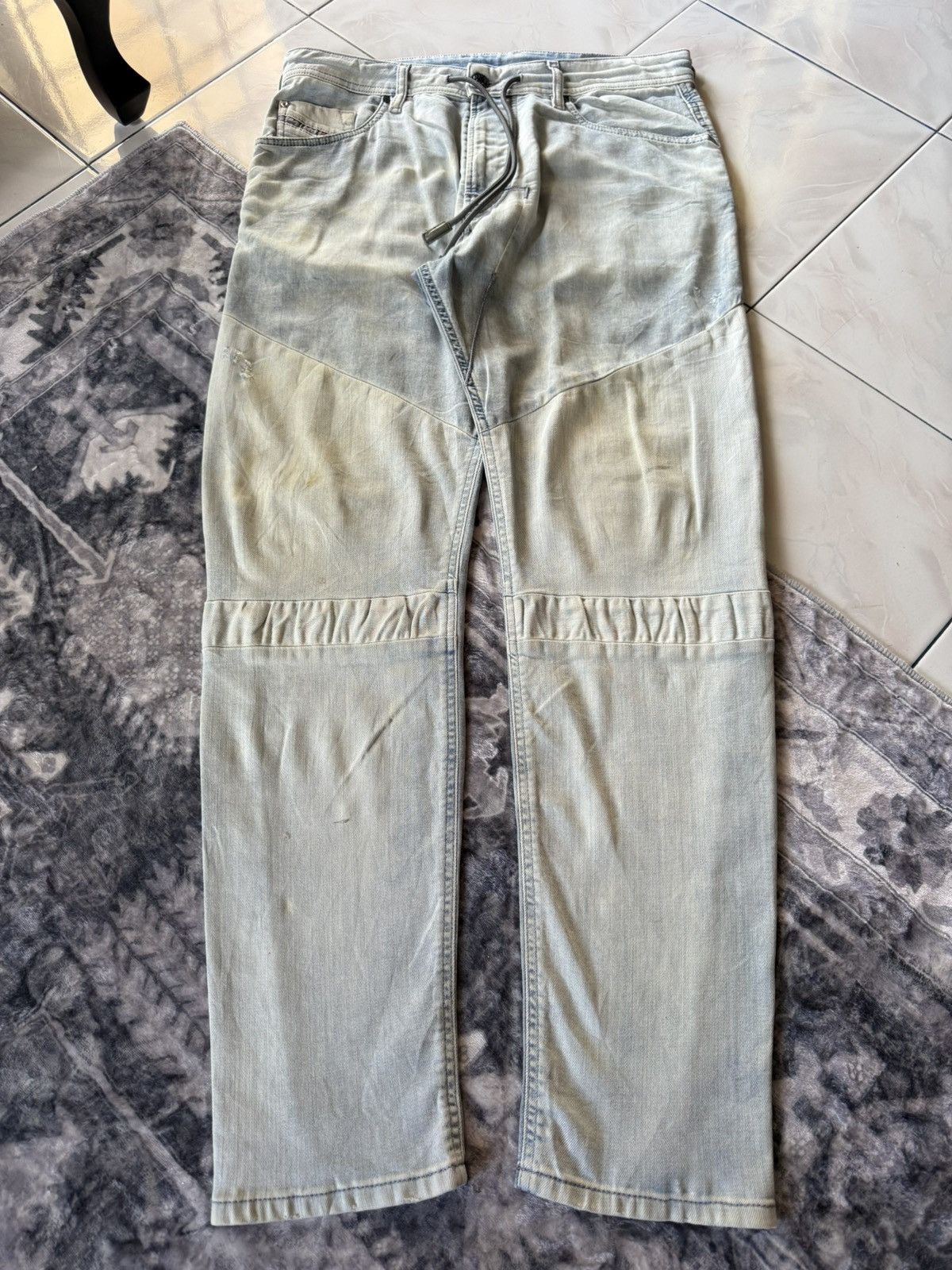 Diesel × Vintage 2000s Diesel Narrot Dr-Ne Denim Hybrid Sweatpants Size US 31 - 1 Thumbnail