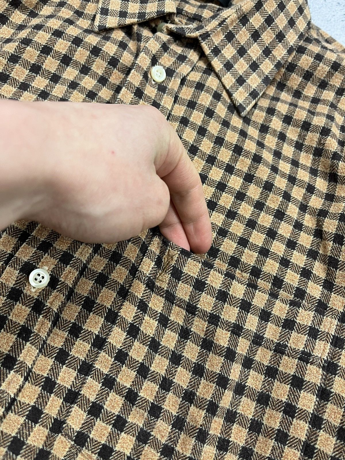 Vintage Yves Saint Laurent Pour Homme YSL Logo Flannel Plaid Shirt Size US L / EU 52-54 / 3 - 6 Thumbnail