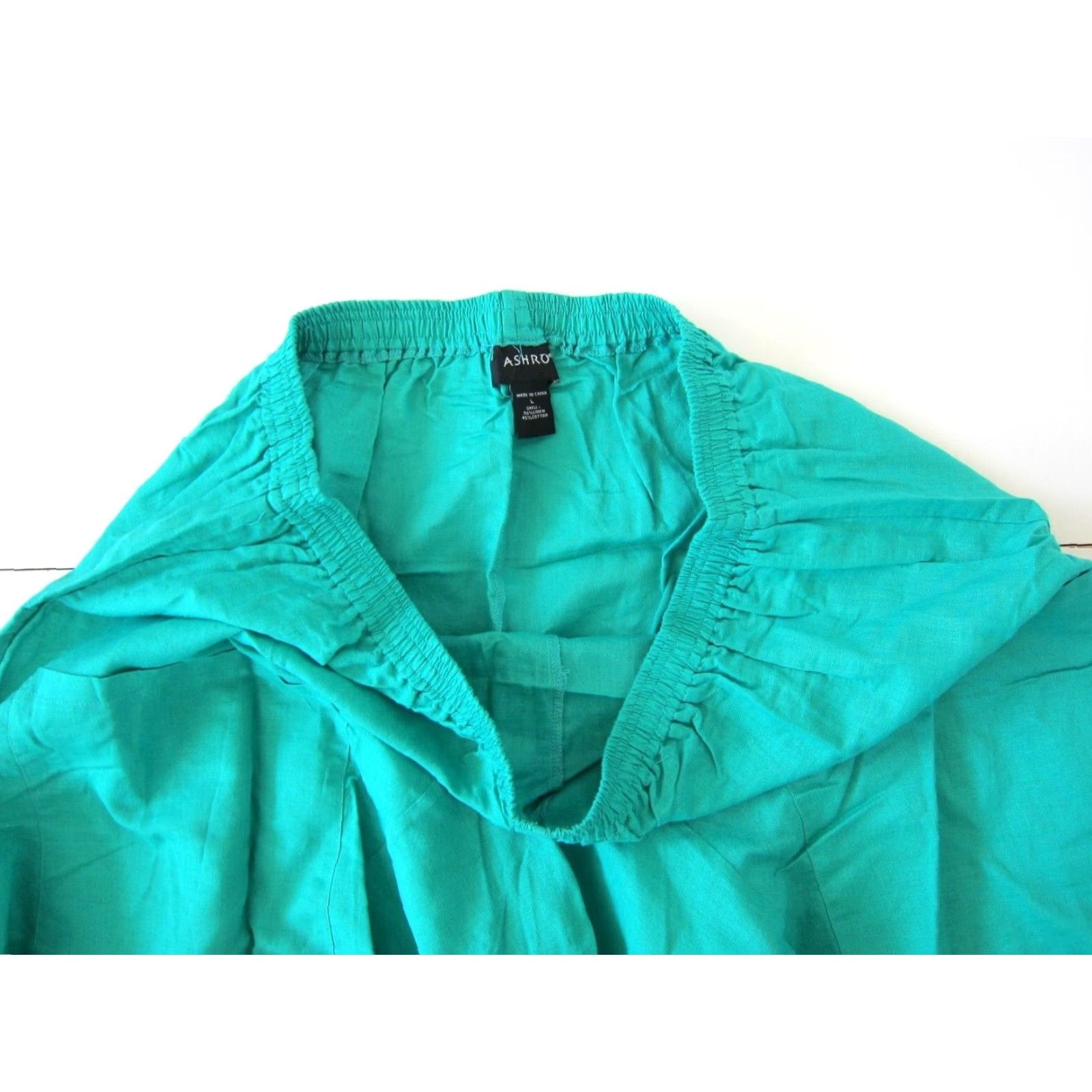 Vintage Ashro Pants Green High Rise Wide Leg Harem Lagenlook Pocket Linen Cotton Large Womens Size 36" / US 14 / IT 50 - 5 Thumbnail