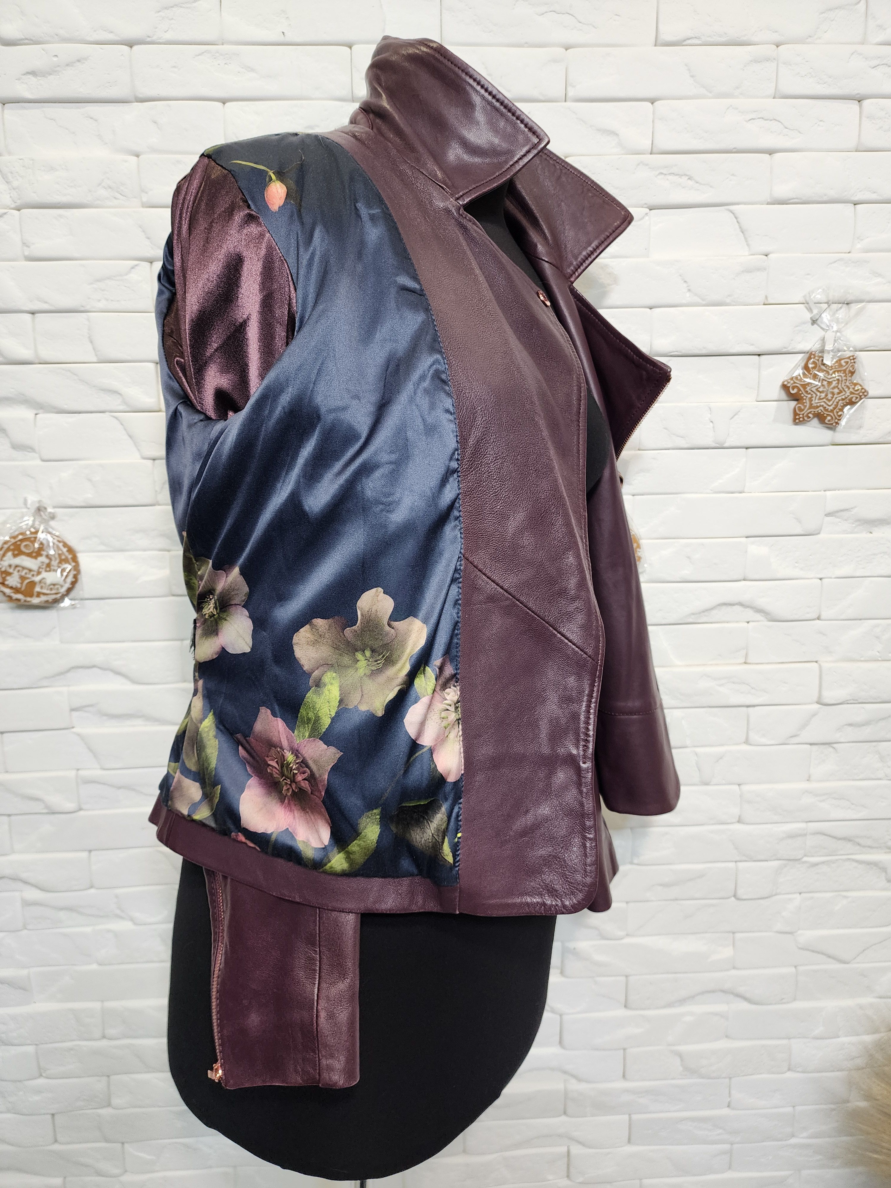 Genuine Leather Purple Leather Jacket: Women's Vintage Biker Jacket Size M / US 6-8 / IT 42-44 - 8 Thumbnail