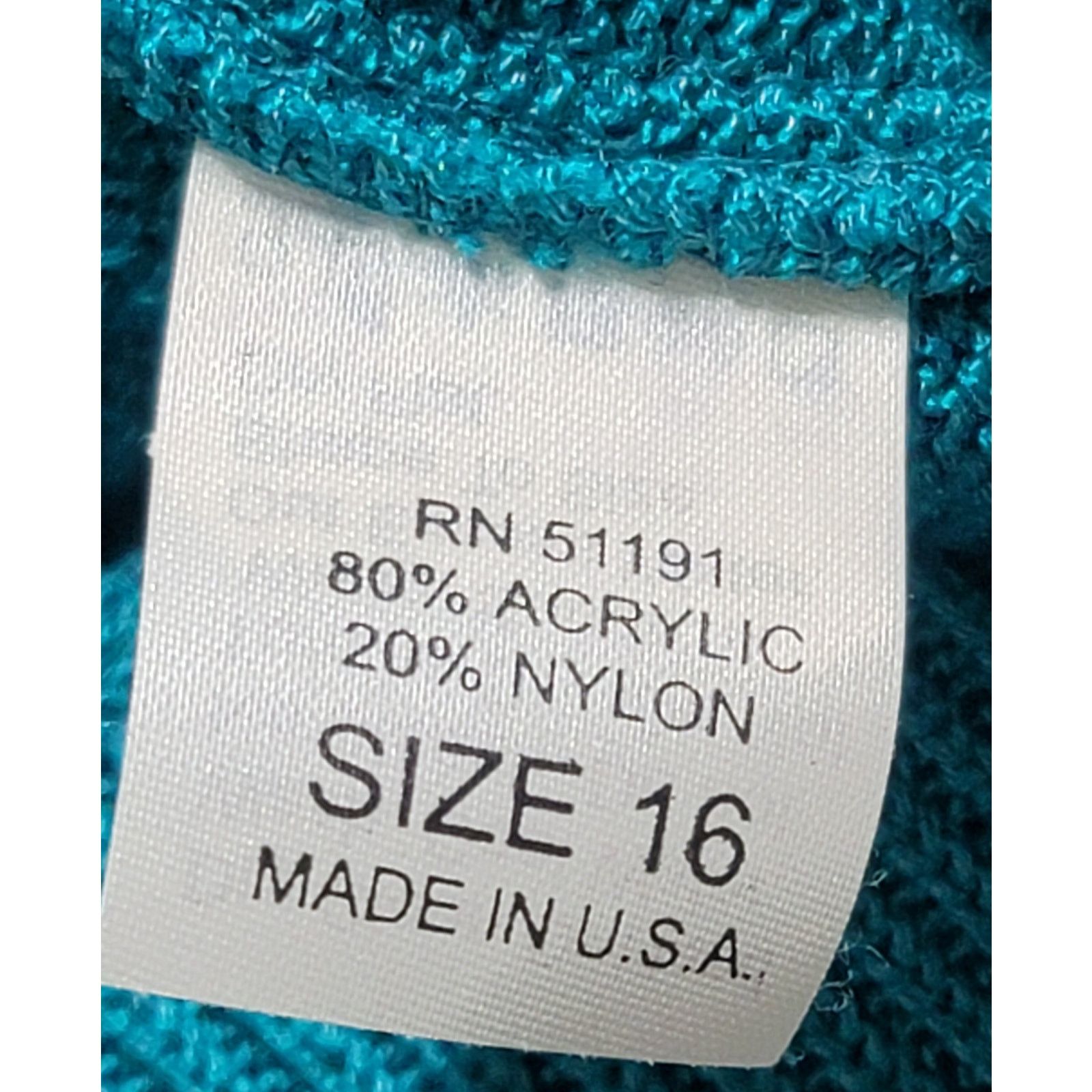 Other VTG Philippe Marques Teal Blue Rhinestone Sweater Top 16 Size XXL / US 16-18 / IT 52-54 - 4 Thumbnail